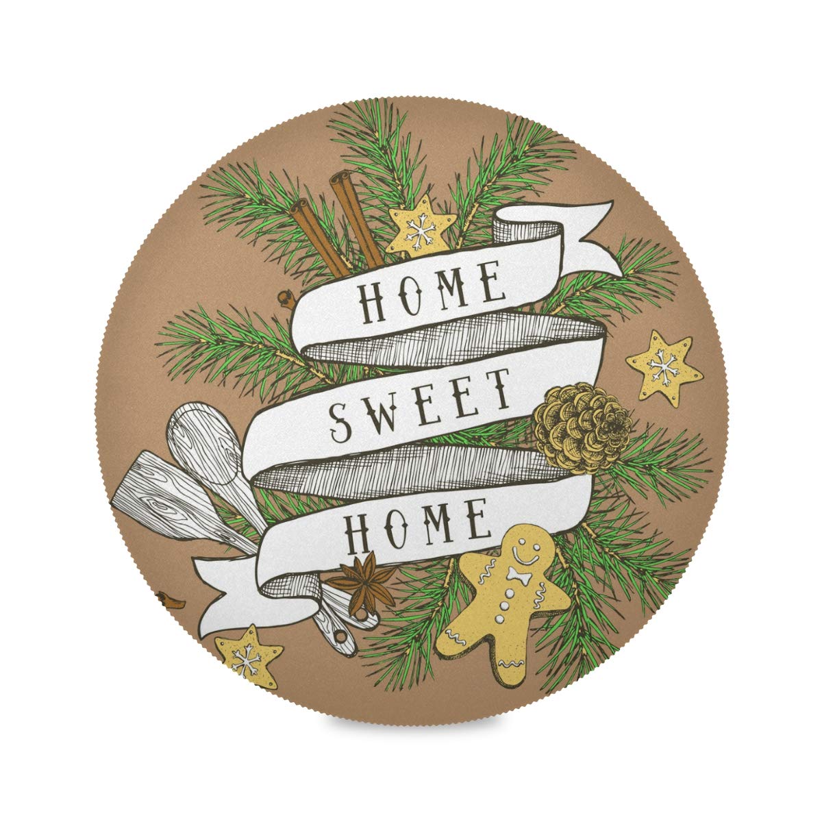 TropicalLife Placemats Set Vintage Christmas Sweet Home Heat Resistant Table Mats Decorative Non-Slip Washable Place Mats for Kitchen Dining Table Outdoor 15.4x15.4x6”