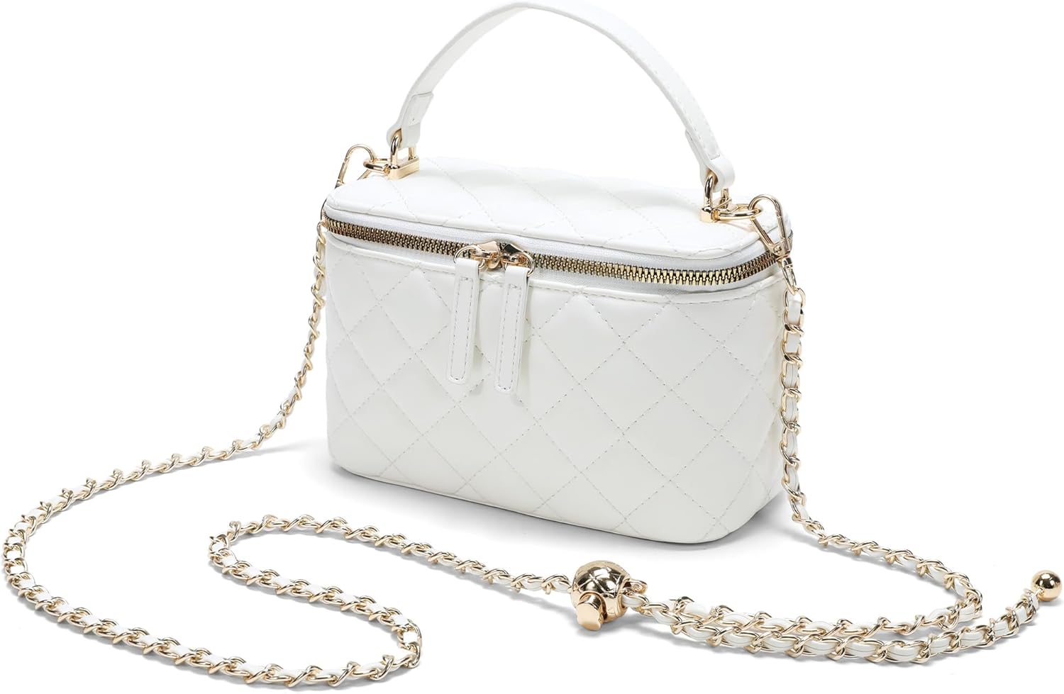 Small Crossbody Purses for Women Vanity Purse with Mirror Mini Quilted Box Bags with Chain Strap