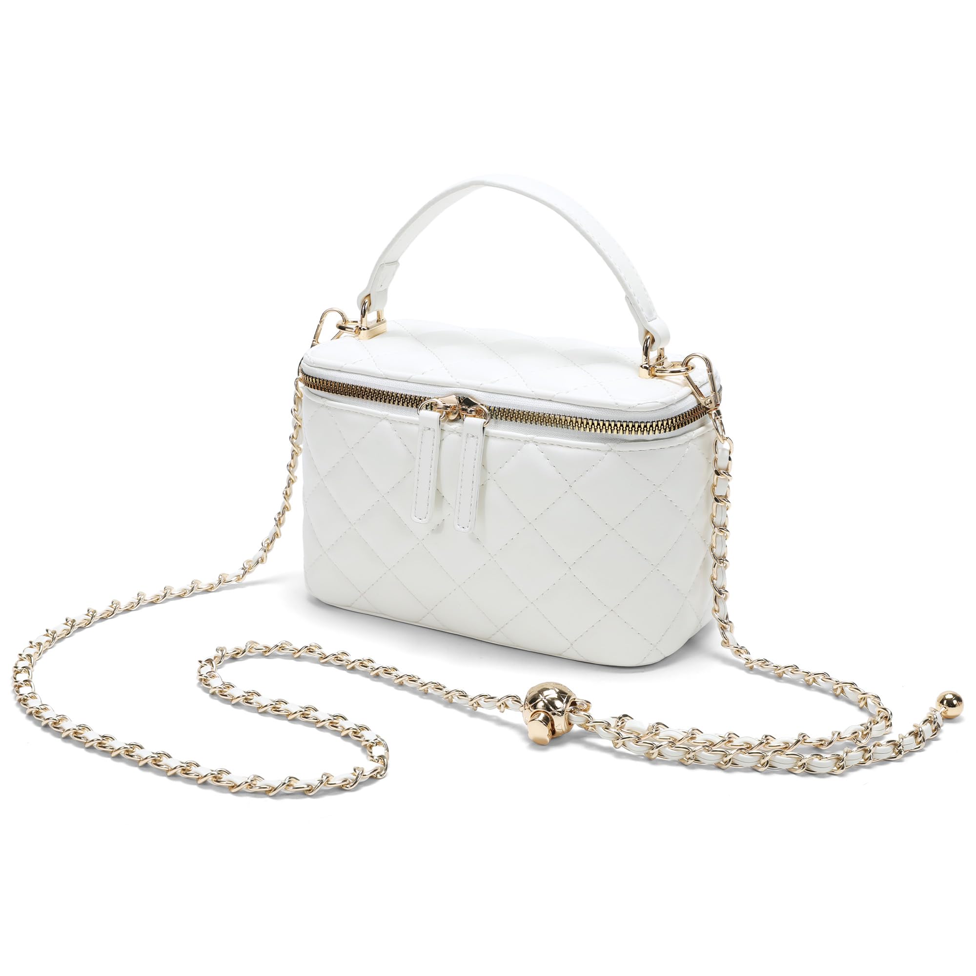 Small Crossbody Purses for Women Vanity Purse with Mirror Mini Quilted Box Bags with Chain Strap