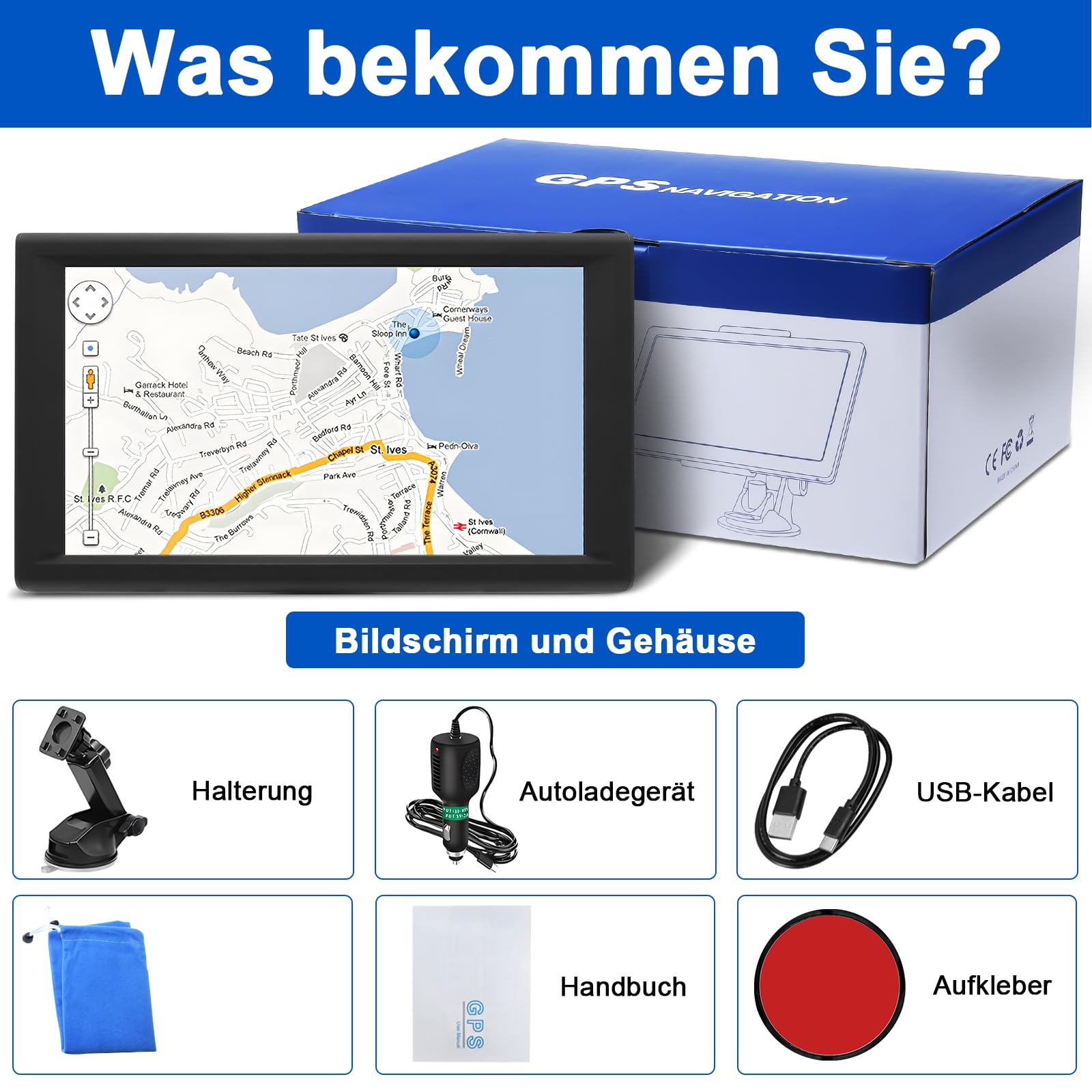 Navigationsgeräte für Auto,9 Zoll,LKW navigationsgeräte-GPS mit Echtzeit-Verkehrsinformationen,mit HD-Display und Sprachsteuerung,europäische Karten,geeignet für PKWs,Wohnmobile und LKWs