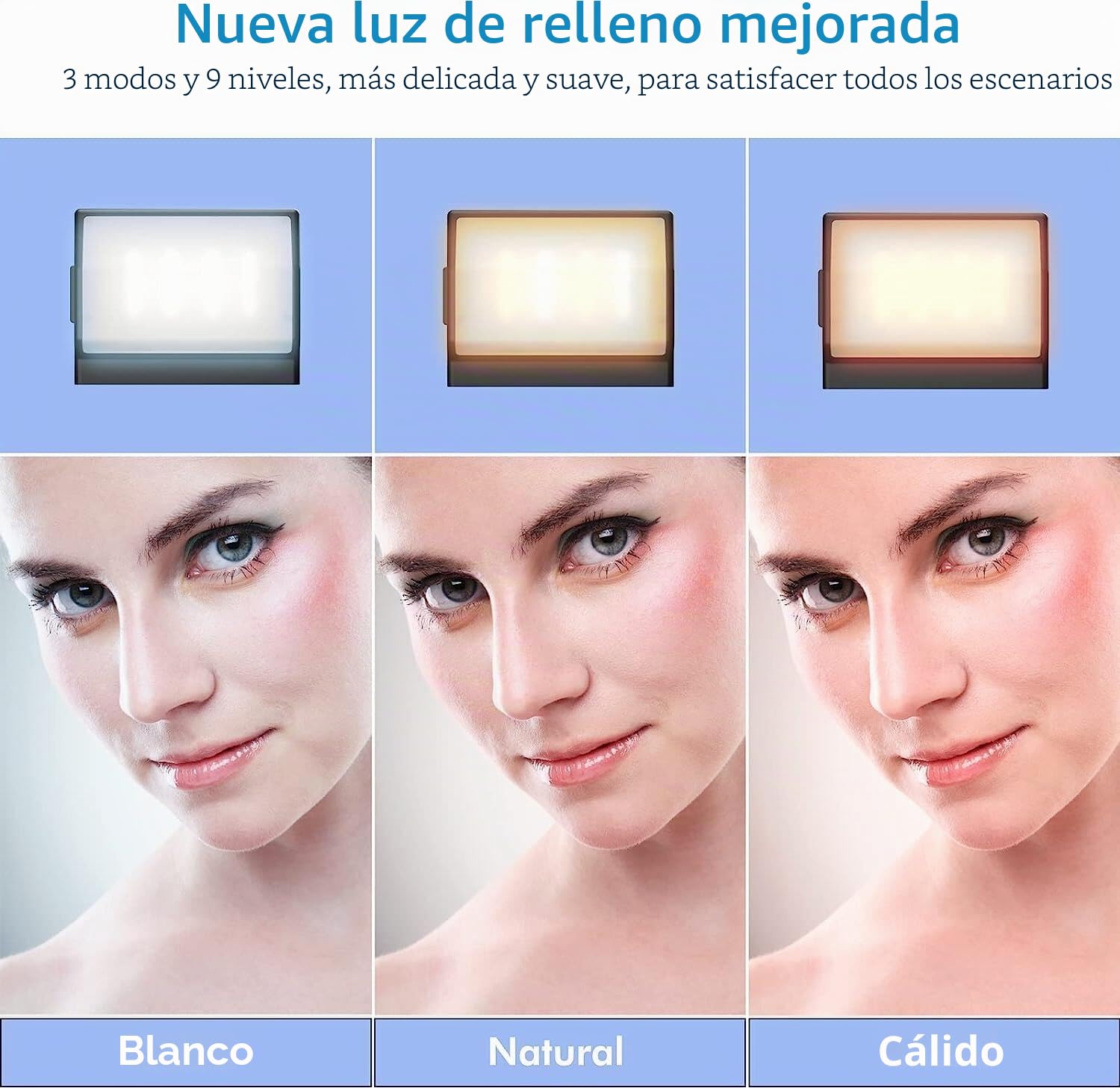 Triángulo de palo selfie de 41 pulgadas con luces de relleno recargables, extensible con control remoto Bluetooth, acero inoxidable, 3 modos, 9 niveles de brillo