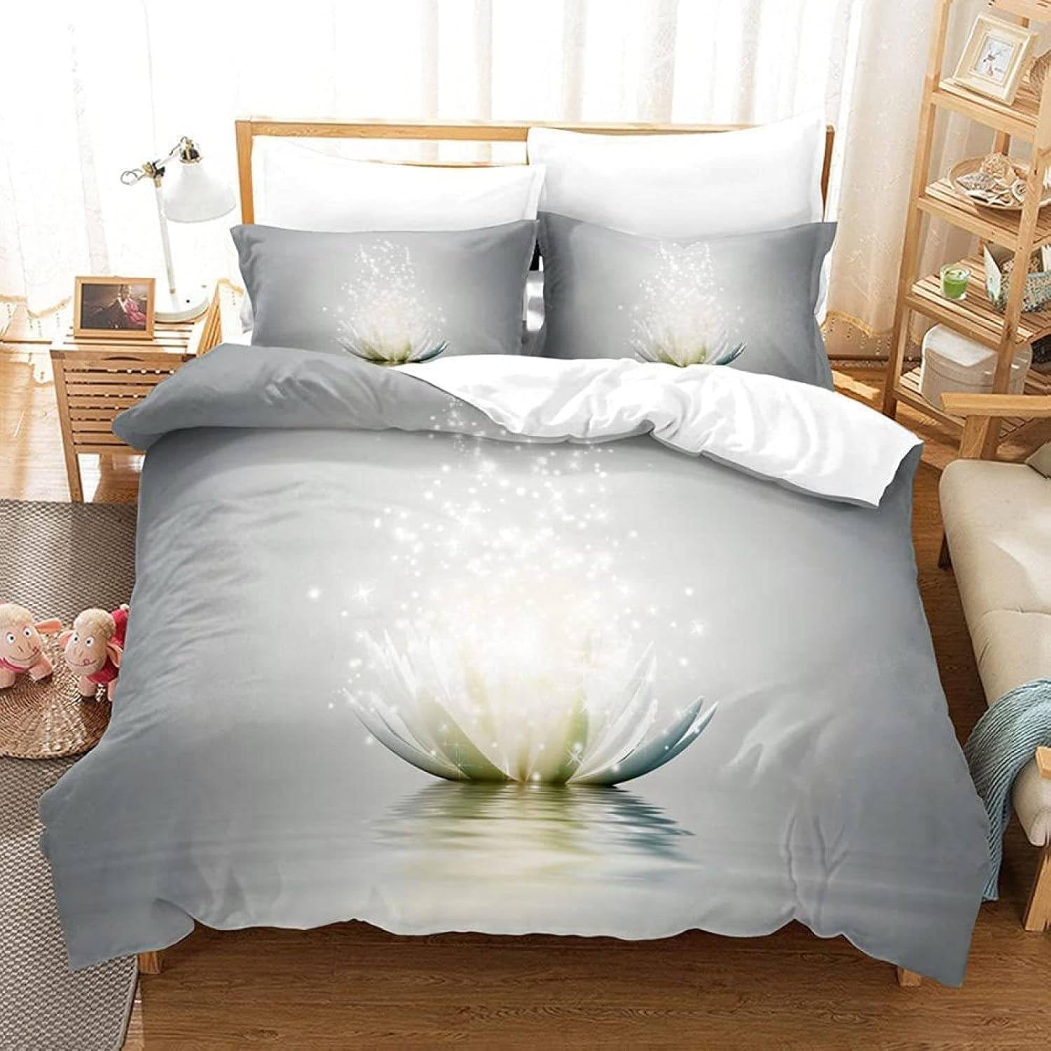 LMMSMGS Super King Size Duvet Cover Flowers Bedding for Kids Aldult with Zipper Closure Soft Hypoallergenic Microfiber Duvet Cover 102.3"x 86.6" + 2 Pillowcases 19.7"x 29.5"