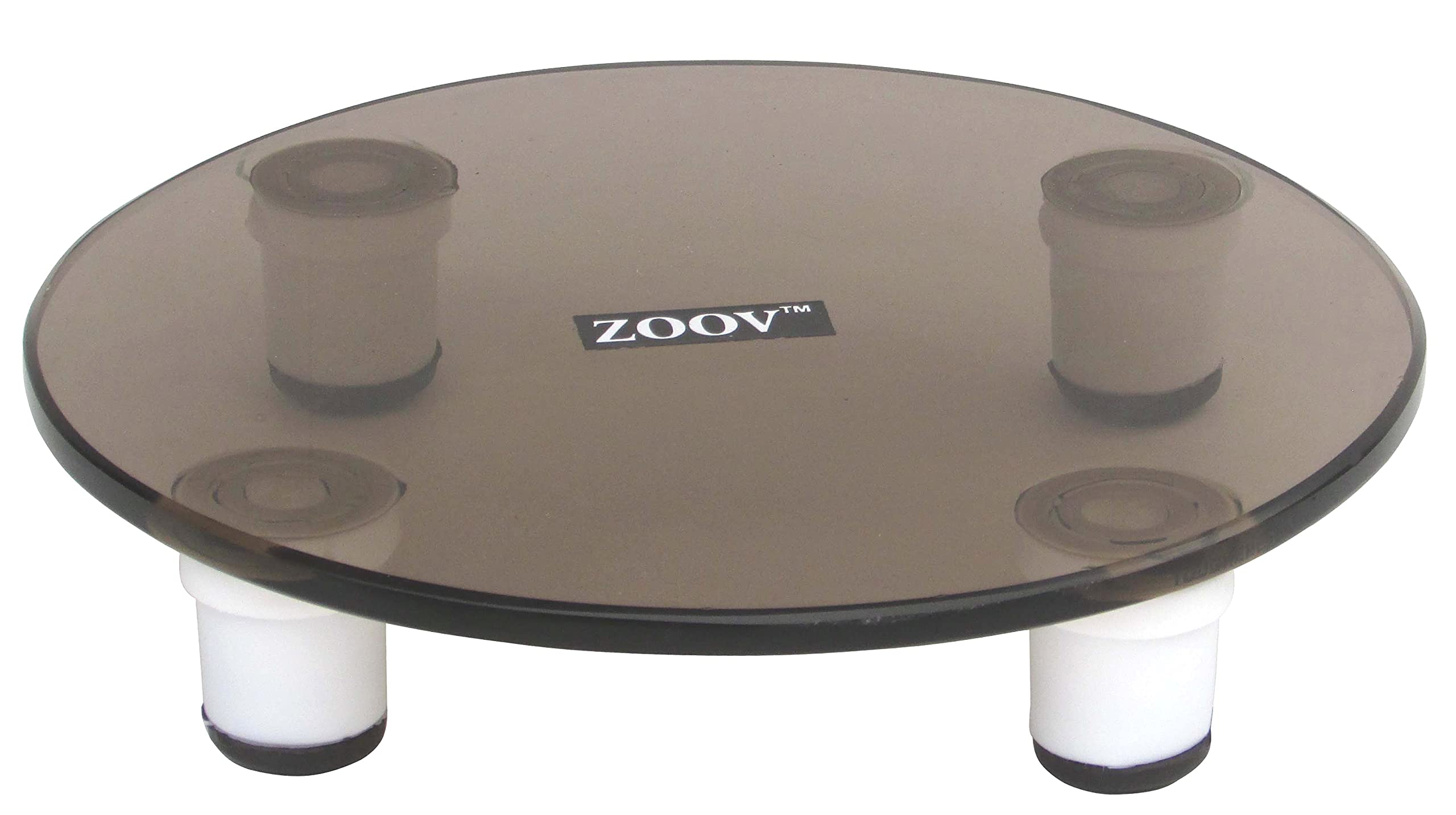 ZOOV Toughened Glass Chakla,Thickness 8 mm, Lightweight , Modern Design Stable with 4Legs , Best Chakla, Better Than Wooden or Marble 8.5 inch Pack of 1pcs