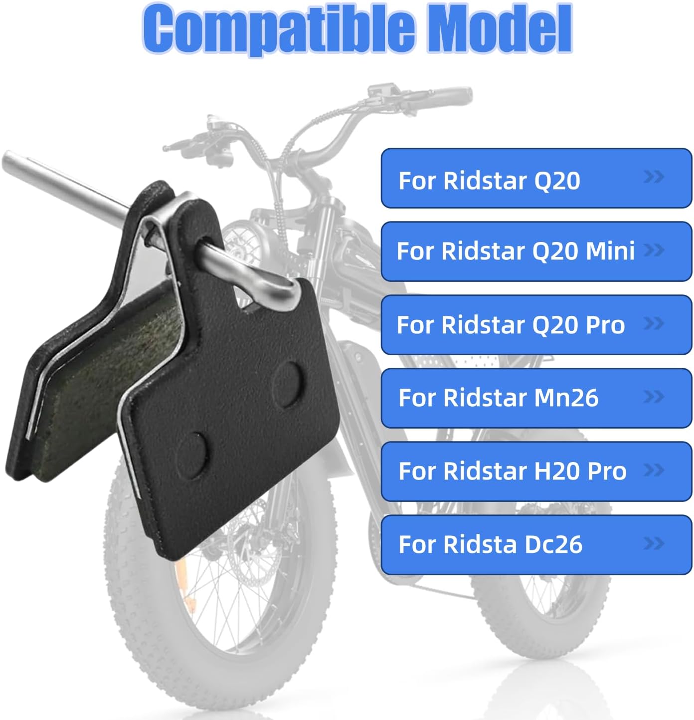 E-Bike Brake Pads Compatible with Ridstar Q20 MINI / H20 / Q20 Lite & OUXI V8 Semi-Metallic Front & Rear Disc Brake Pads