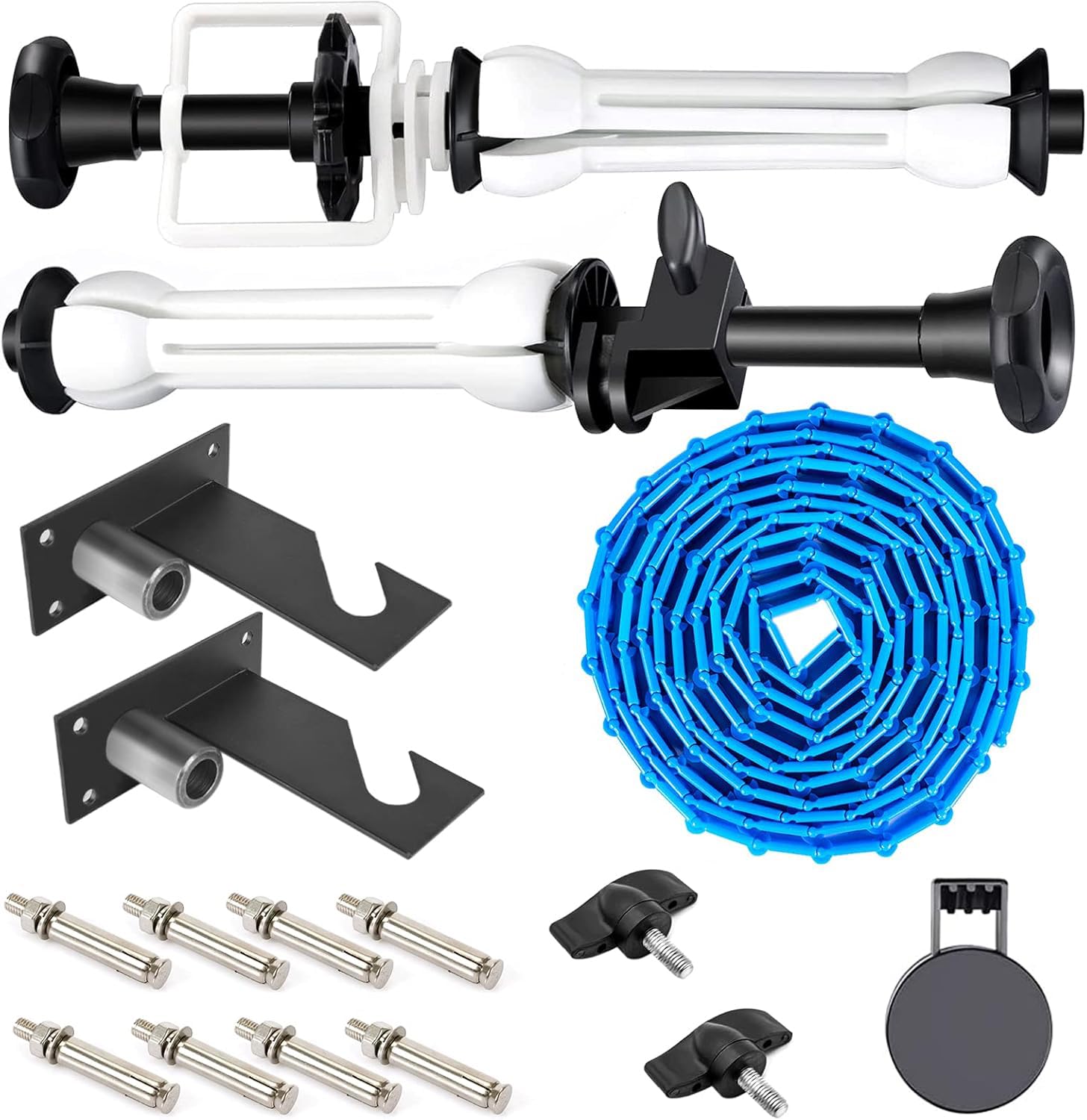 Fotoconic Single Roller Wall/Light Stand Mounting 2-in-1 Manual Background Support System, Including Two Single Hooks, Two Expand Bars, One Chain