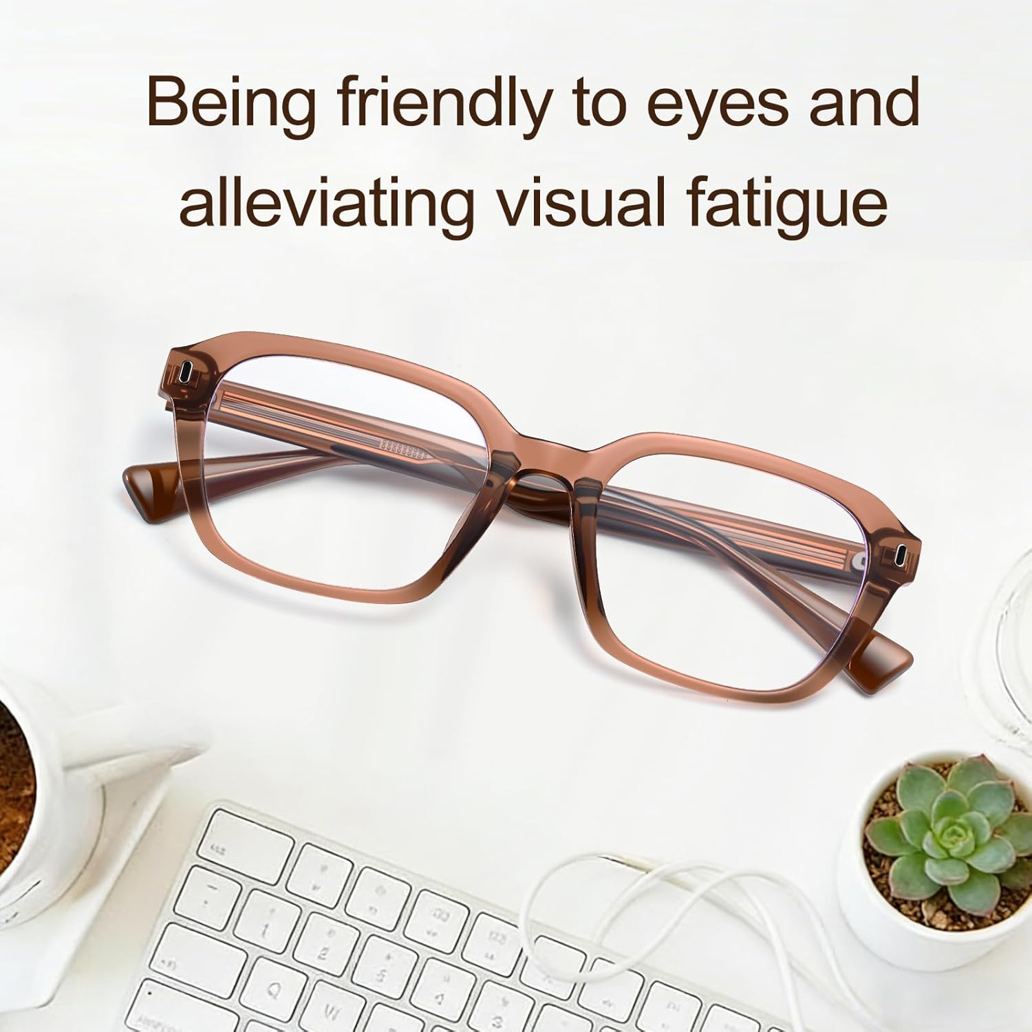 Dollger Blue Light Glasses Men Rectangle Vintage Brown Frame Anti BlueLight Blocking Glare Trendy Computer Gaming UV - Image 5