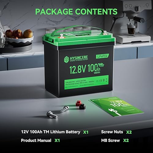 Miniatura 8 de Batería de litio LiFePO4 con motor de arrastre de 12 V 100 Ah, BMS integrado de 120 A con protección a baja temperatura, batería LiFePO4 de ciclo