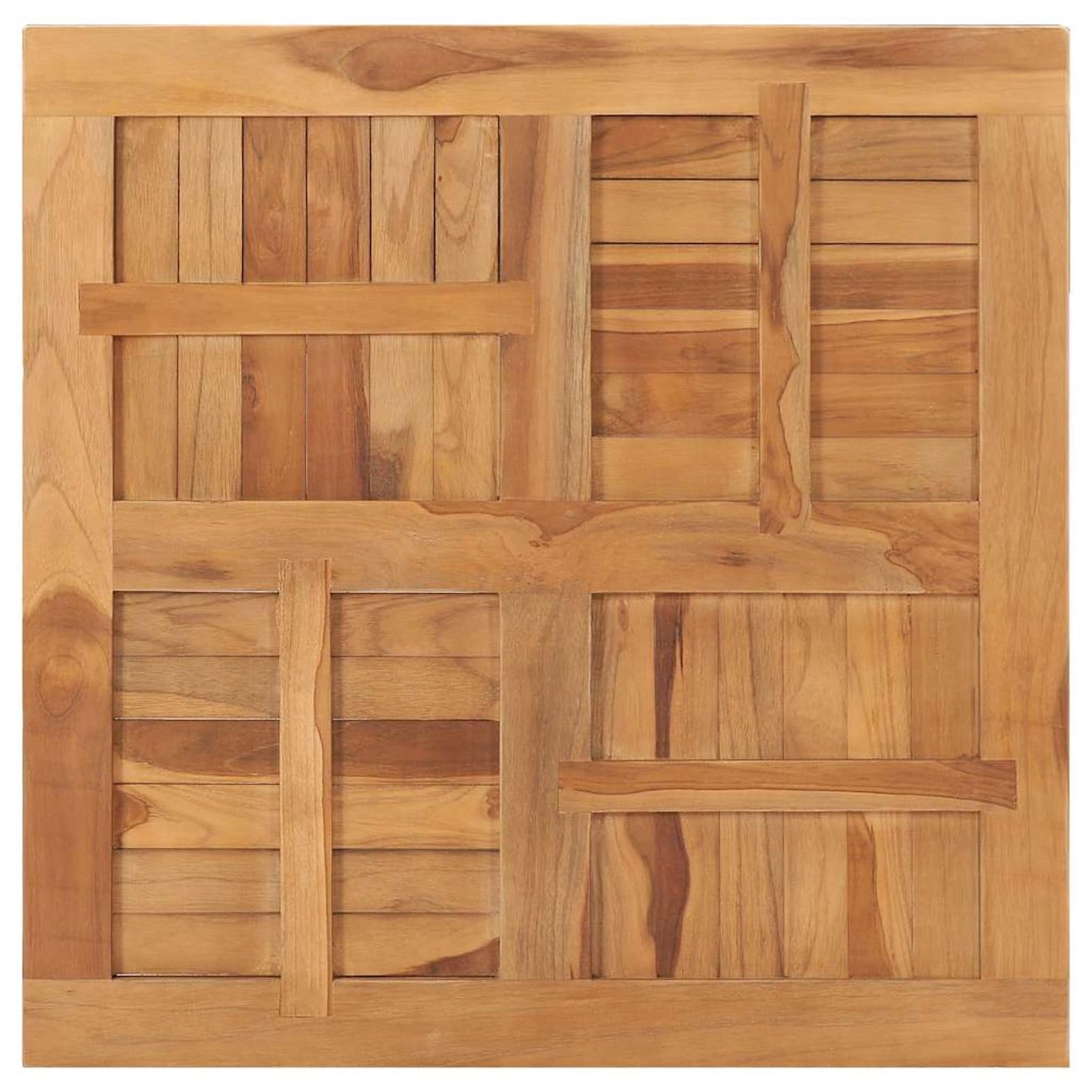 Gecheer Piano per Tavolo in Legno Massello di Teak Quadrato 80x80x2,5 cm con Doghe a 4 Direzioni, Finitura Levigata per Ristoranti, Hotel, Bar e Uso Domestico