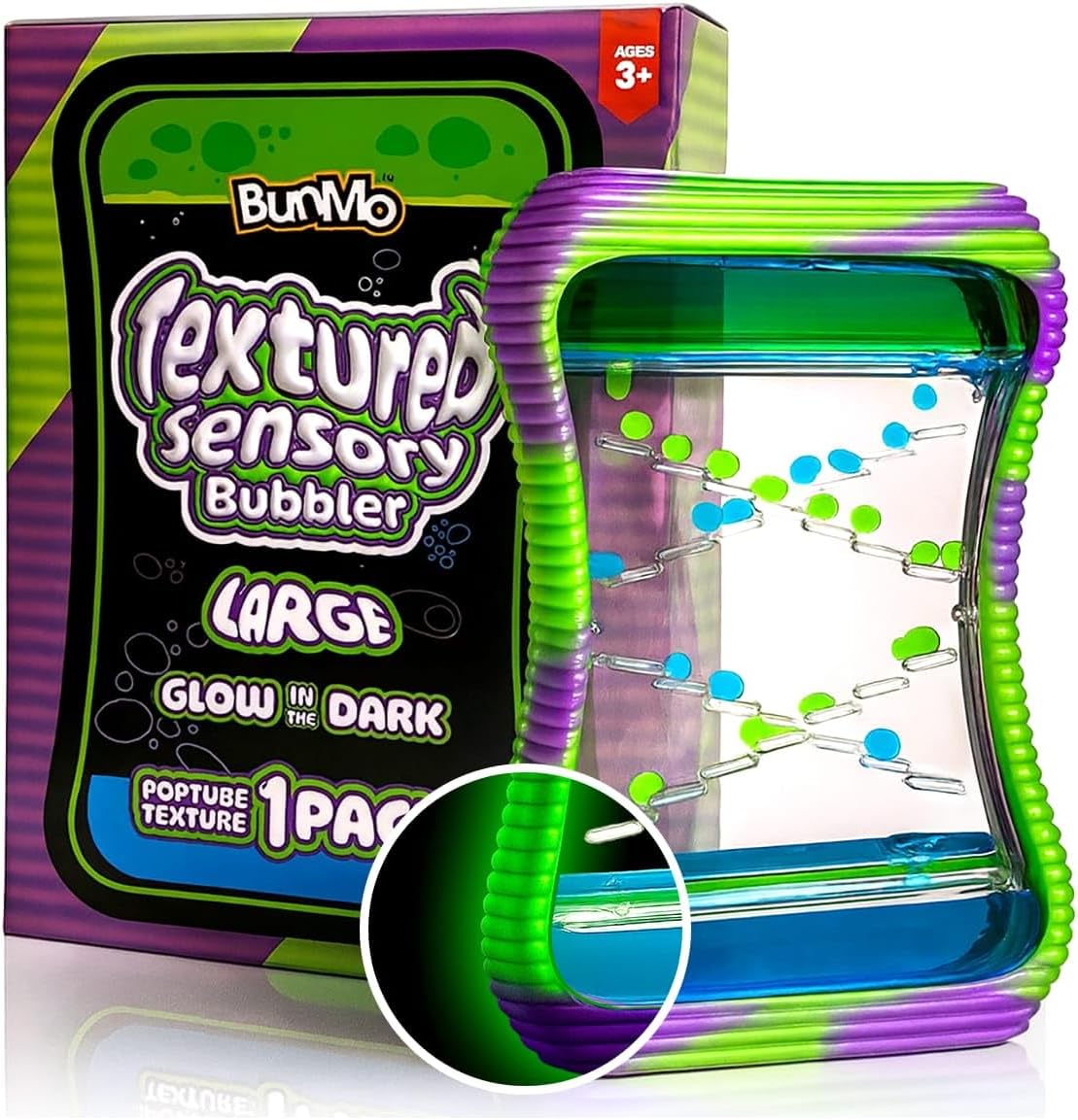 BunMo Glow-in-the-Dark Liquid Motion Bubbler - Toddler Easter Basket Stuffers, Calming Sensory Fidget Toy with Textured Silicone