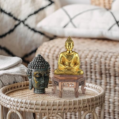 Miniatura 9 de Soporte para plantas pequeñas, soporte de madera para plantas de interior de mediados de siglo, mesa resistente para plantas, soporte redondo para