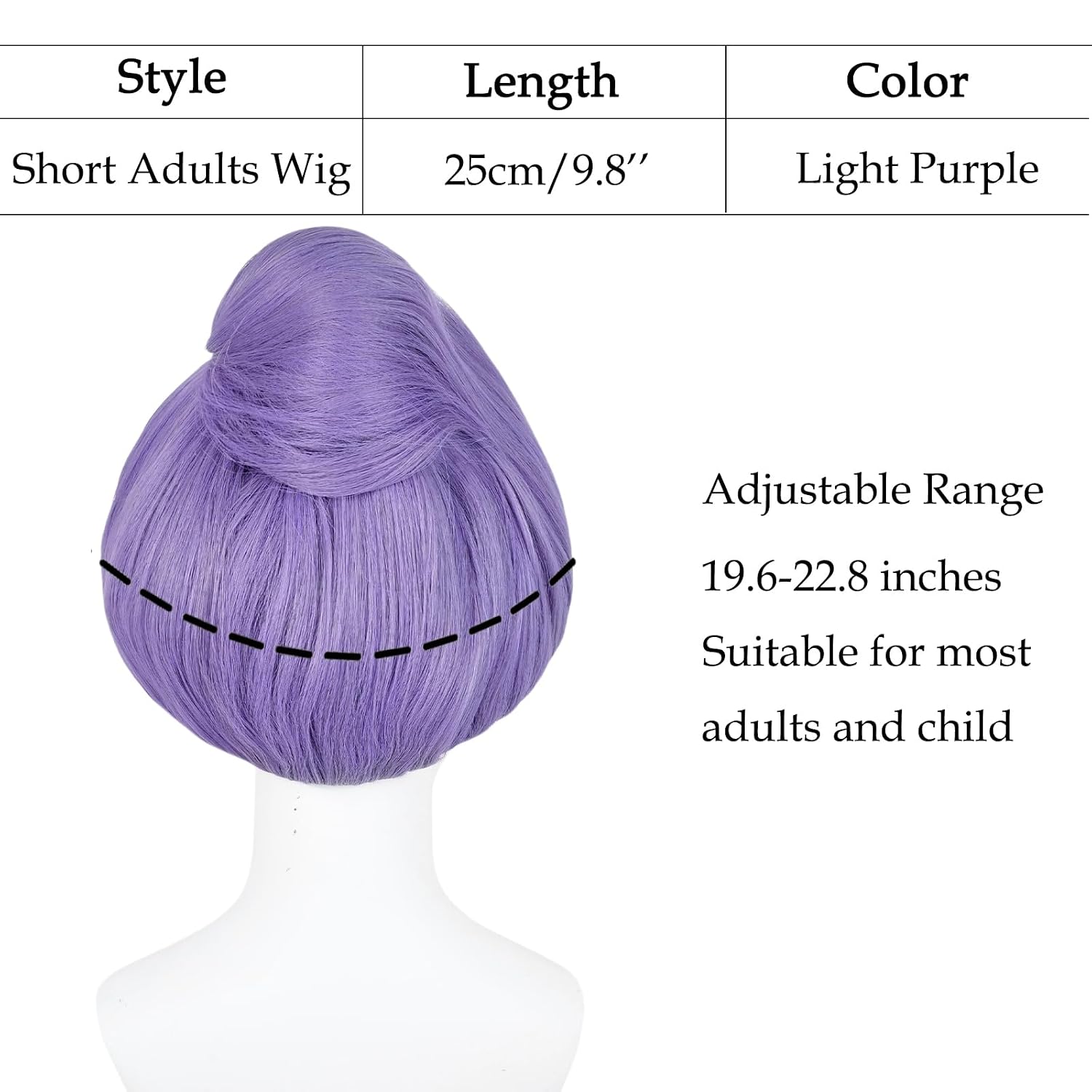 Probeauty Adults Short Purple Wig, Movie Wigs with Wig Cap for Halloween Costume Cosplay Party