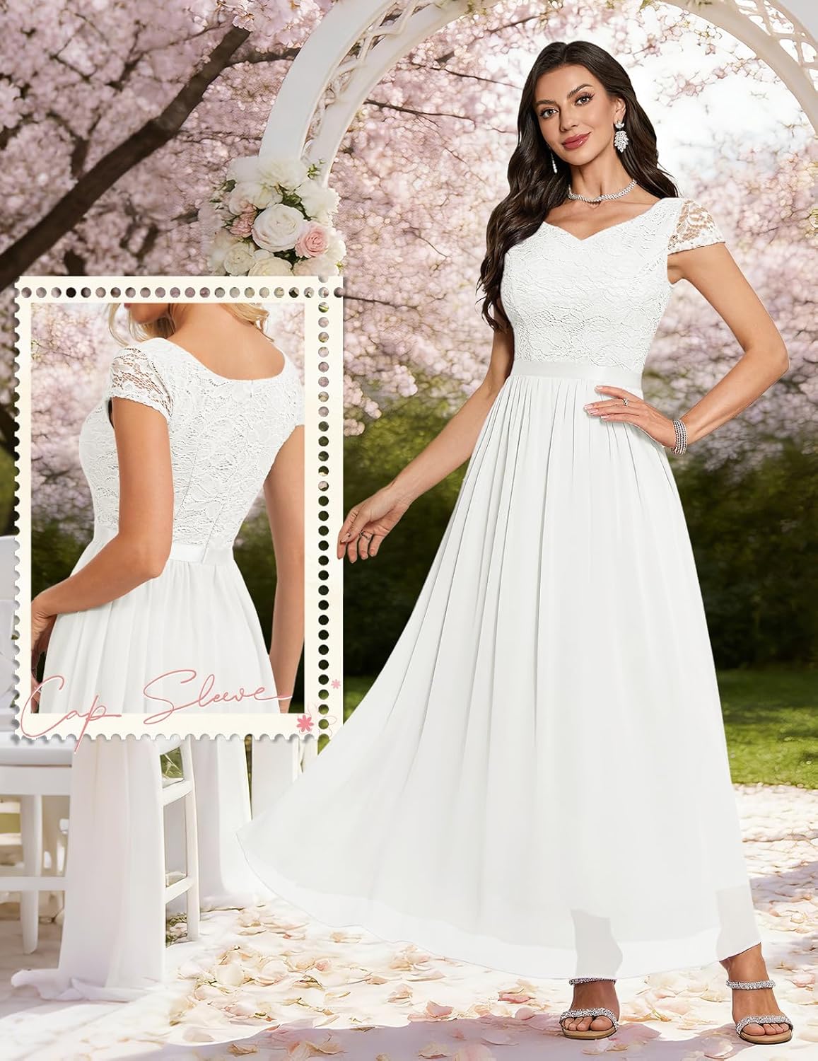 DRESSTELLS Formal Dress for Women 2026, Long Wedding Guest Bridesmaid Church Evening Cocktail Party Prom Lace Dresses - Image 4