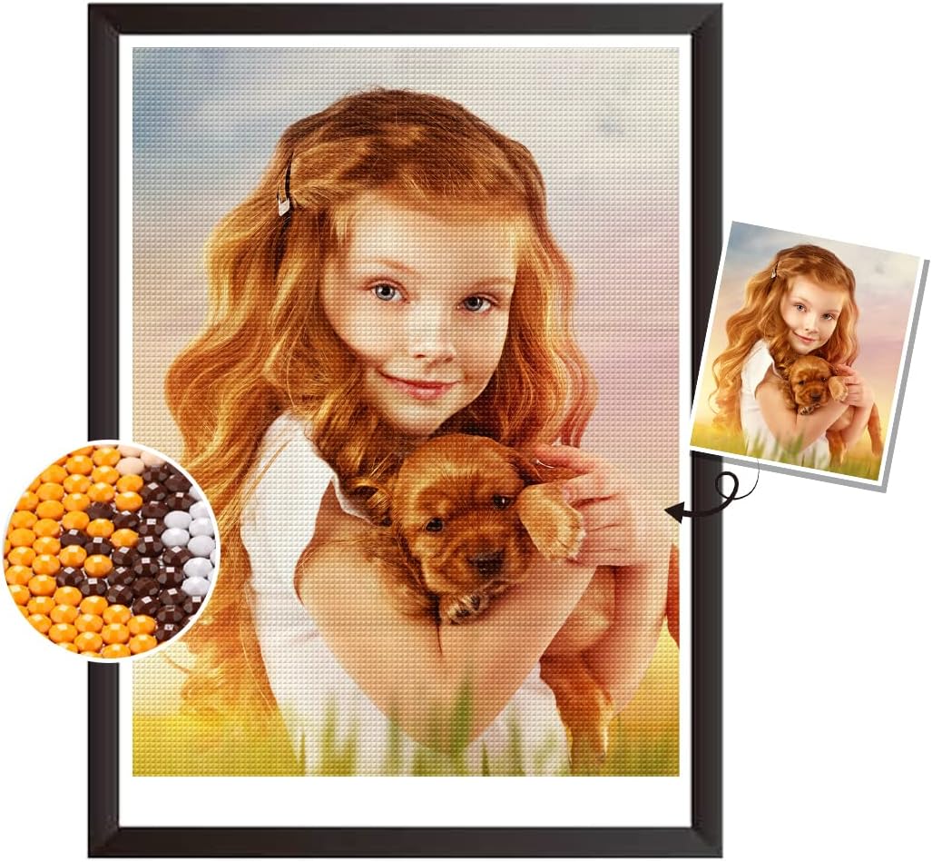 FuigeBach DIY Custom Diamond Painting Kits Customize Your Own Photo Diamond Art Kits Personalized Couples Gift for Boyfriend and Girlfriend Couple Gifts Home Decor