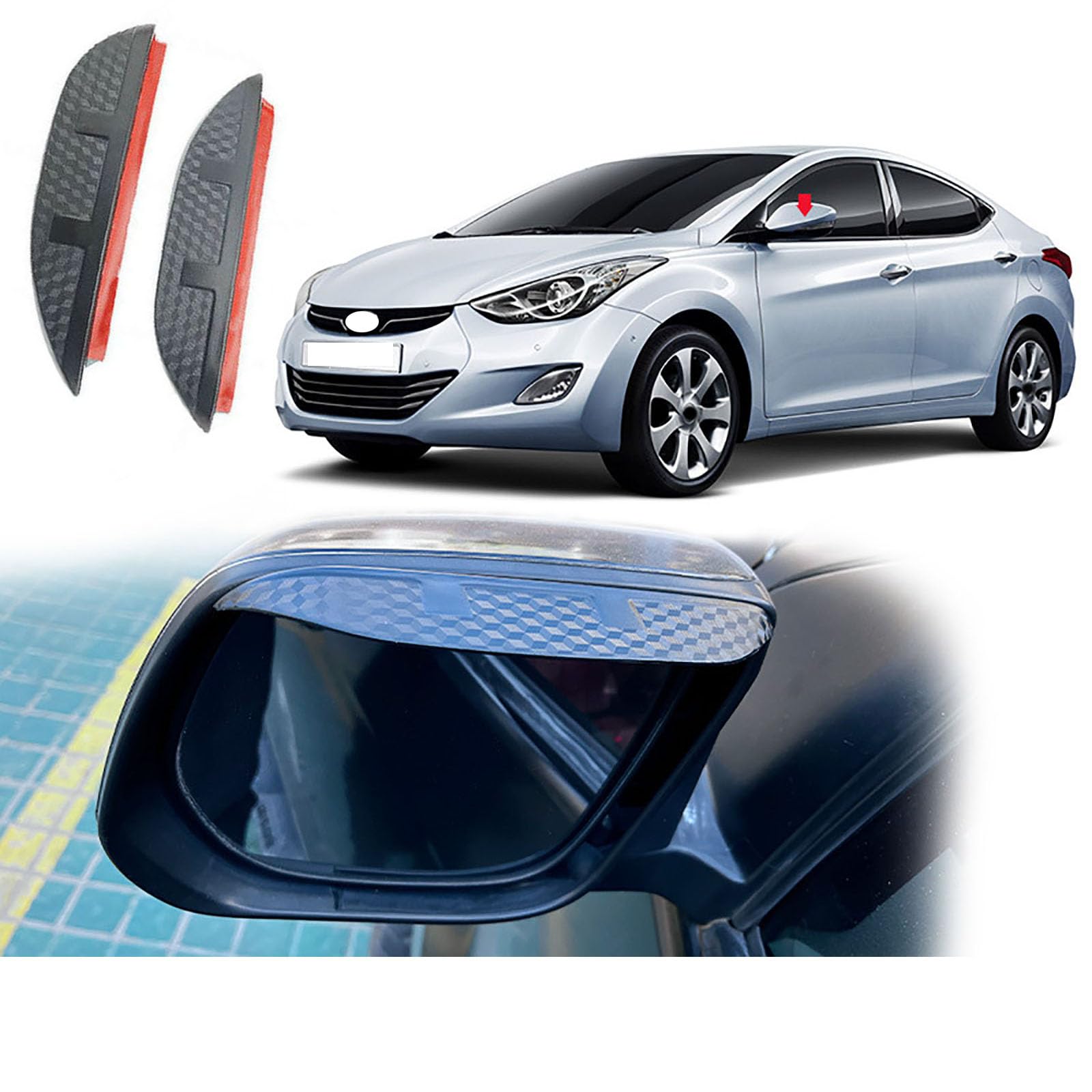 2PCS Car Side Rearview Mirror Rain Shield Brow, Compatible with Hyundai Elantra 2012, Rain Eyebrow Shield Sun Visor Rain-proof Cover