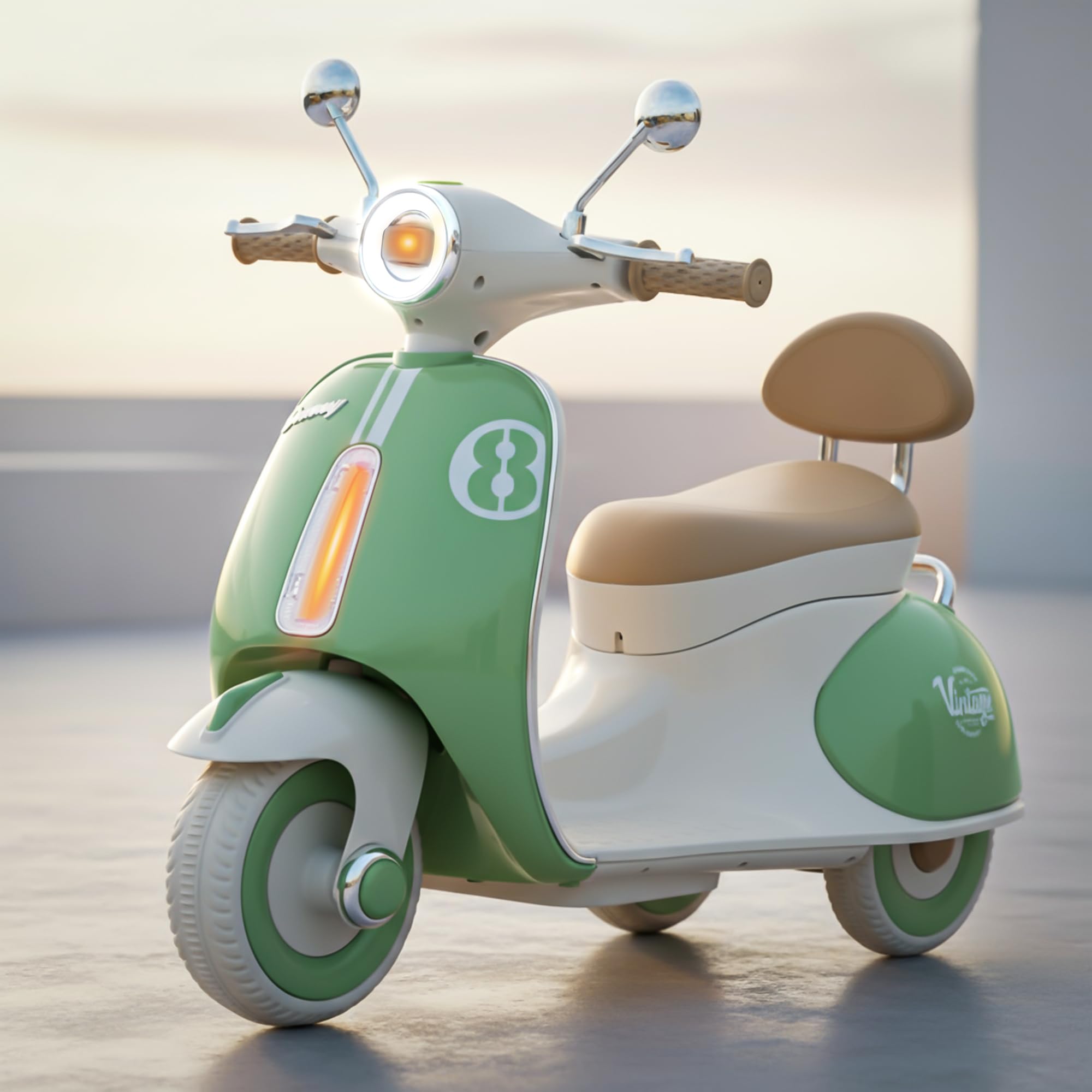 Baybee Vintage Battery Operated Bike for Kids, Ride on Toys Kid Scooty with Light & Music | Baby Rechargeable Battery Bike | Electric Bike for Kids to Drive 1 to 5 Years Boys Girl (Green)-image-39