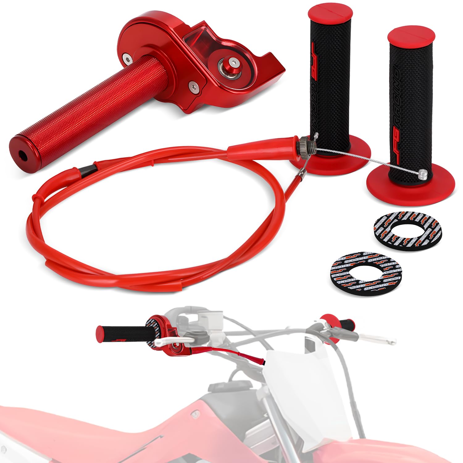 Empuñadura del Acelerador para Motocicleta de 7/8 Pulgadas, 22 mm, empuñaduras de Aluminio, Cable de Acelerador rápido Universal para manubrio de 50 110 125 150 200 250 CC