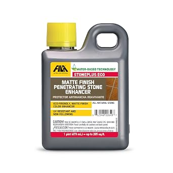 FILA Surface Care Solutions, STONEPLUS ECO, Stone Sealer Color Enhancer, Water Based Paver Sealer, Ideal for All Natural Stone Travertine, Granite, Slate; Outdoor Enhancing Sealer, Matte Finish, 1Pt