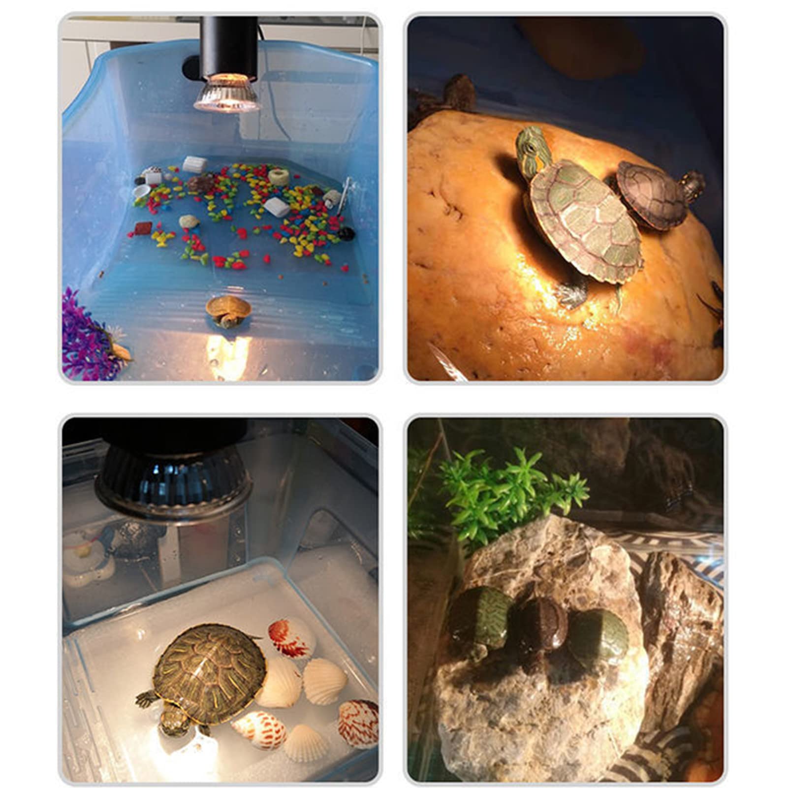 Lampe chauffante pour Aquarium pour Reptiles Clip de lumières de Tortue, Ampoule de Lampe chauffante en Tortue avec Support réglable E27, Lampe chauffante UVA/UVB 25 W + 50 W pour