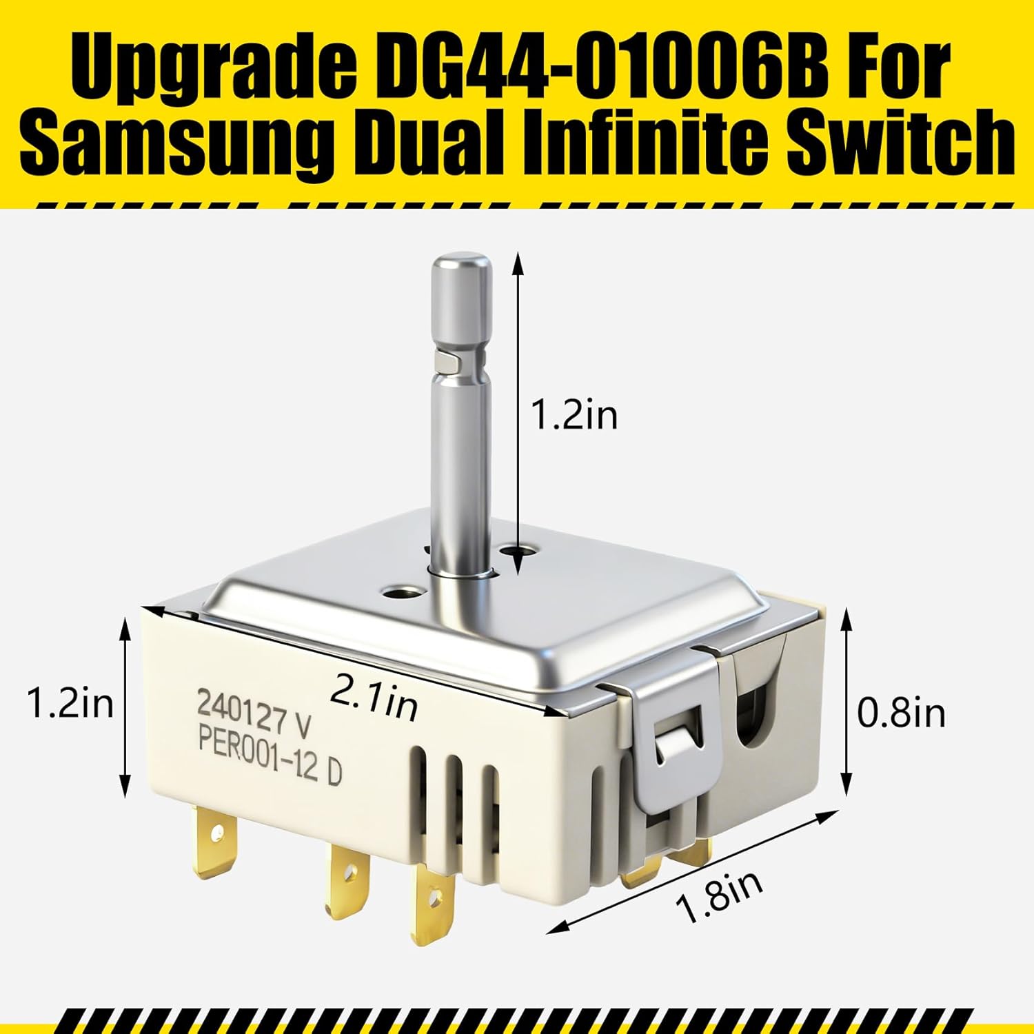 DG44-01006B Infinite Switch for Samsung Range - Precise Heat Control | Direct Replacement Knob Compatible with NE59T7750WS NE58K9850WS NE58K9560WS E59M4310SS GE59M4310SS | Replaces PER001-12D