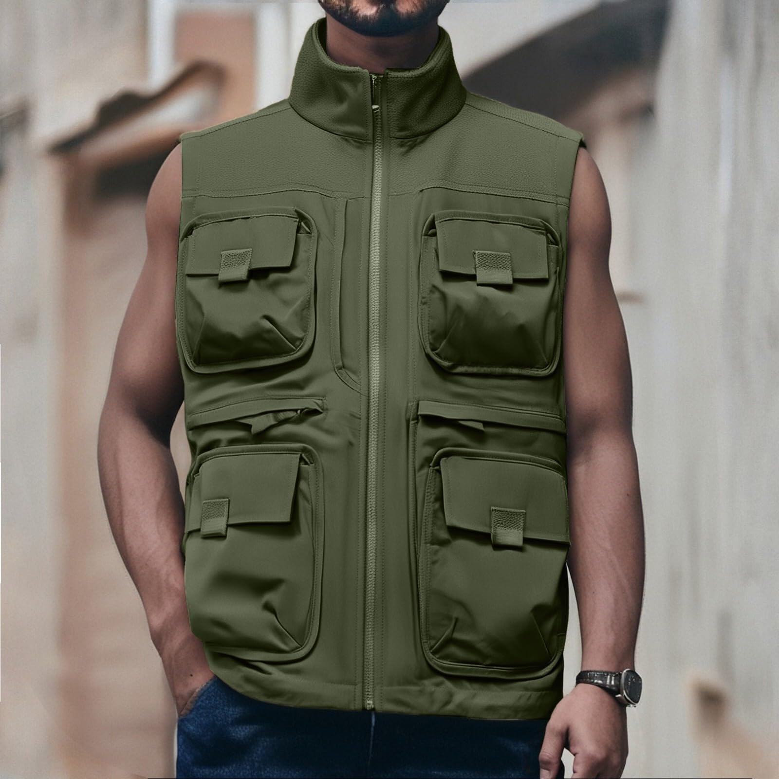 Gilet da Lavoro Uomo Gilet da Pesca Senza Maniche, Traspirante Asciugatura Rapida Sportivo Giacca Viaggio Casual Gilet Leggeri Caccia Giubbotto Smanicato da Uomo Gilet Tattico Abbigliamento da Lavoro