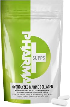 Hydrolyzed Fish Collagen Marine Capsules   Skin, Joint Health Support Supplement   400mg, 30 Capsules   Pure Fish Collagen for Healthy Skin, Hair, Nails, and Joints   Made in UK