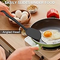 Vista 6 de Coukre 3 Pack Silicone Spatula Set, High Heat Resistant, BPA-Free, Fish Spatula, Solid & Slotted Turner for Non-Stick Pans, Flipping Eggs, Pancakes