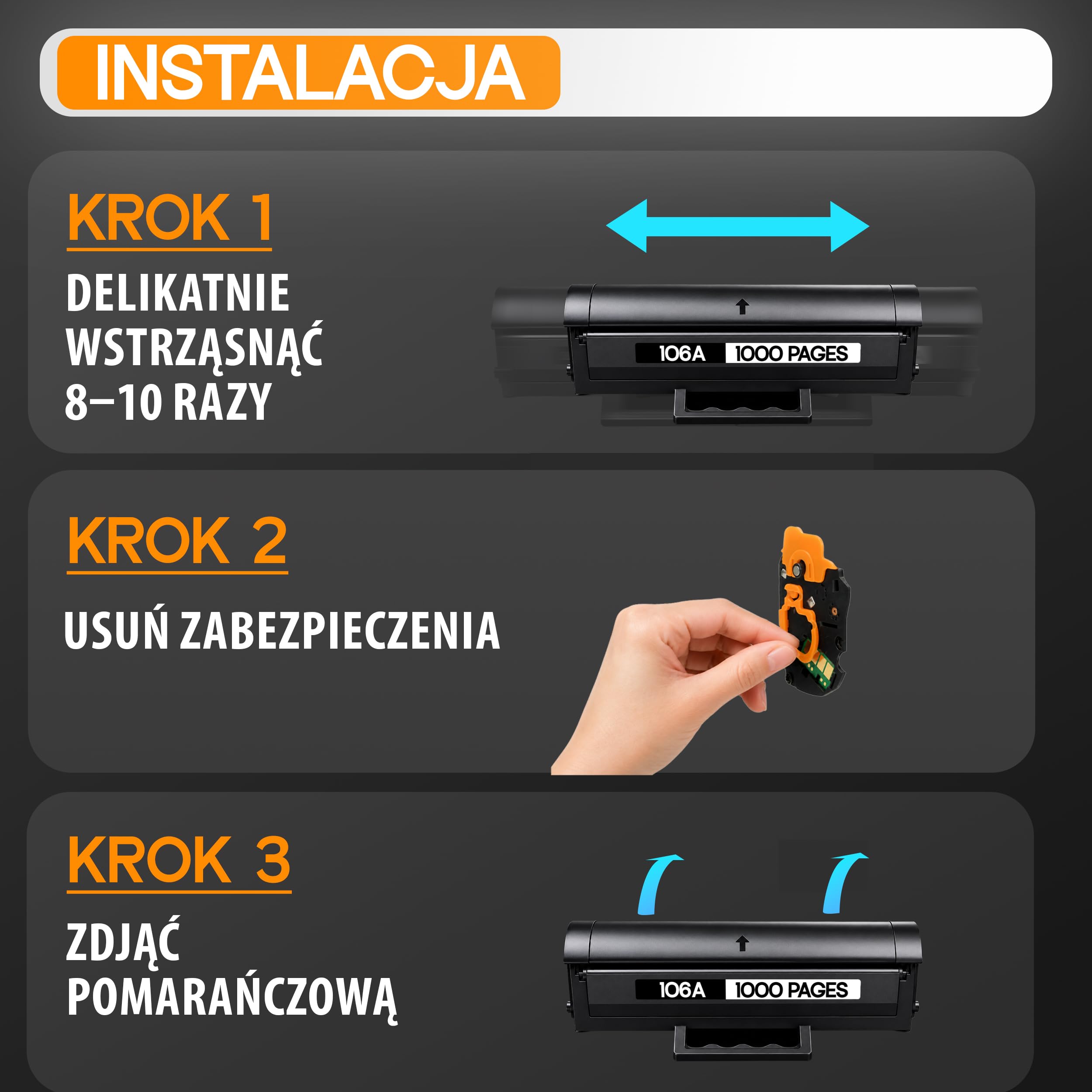 106A Toner do HP Laser 107W MFP 135wg 137wg 137fnw 137fwg zastępuje HP Toner 106A W1106A (2 czarne Tonery z Chipem)