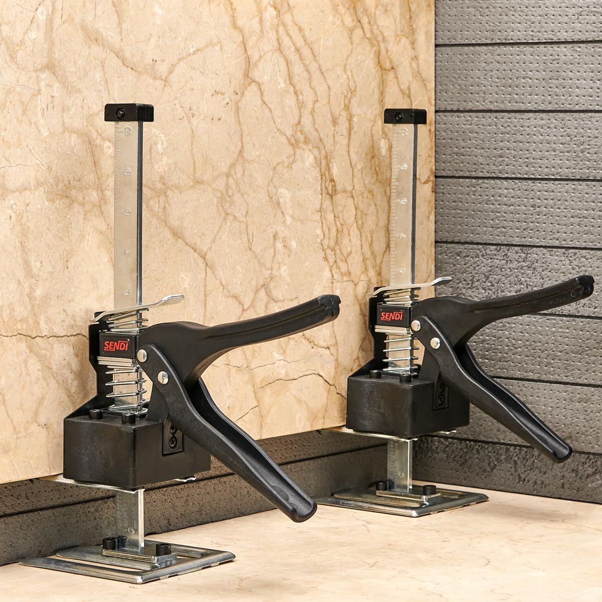 SENDI LIFTER - Regulador de Elevación de Azulejos, Sistema Manual de Nivelación para Cerámica y Porcelanato, Herramienta de Elevacion de Baldosas, Regulador de Altura(Pack de 2)
