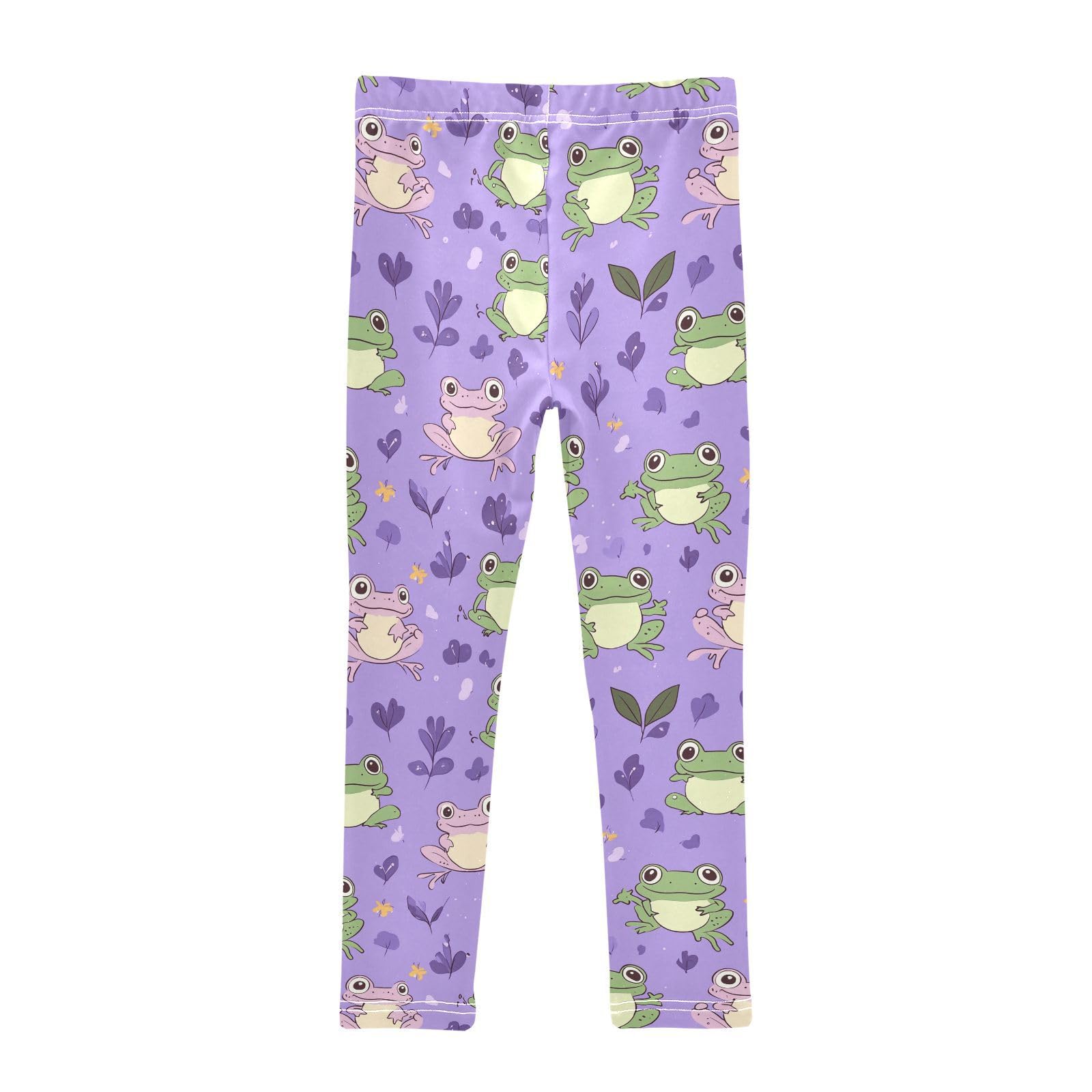 Happy Frogs Girls' Leggings Toddler Doodles Purple Kids Yoga Pants Dance Active Tights 7-8T