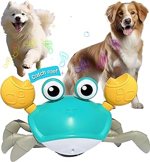 Crawling Crab Dog Toys,Escaping Crab Dog Toy with Obstacle Avoidance Sensor,Interactive Dog Toys with Music Sounds & Lights for Dogs Cats Puppy/Small/Medium Christmas Birthday Gifts Pets
