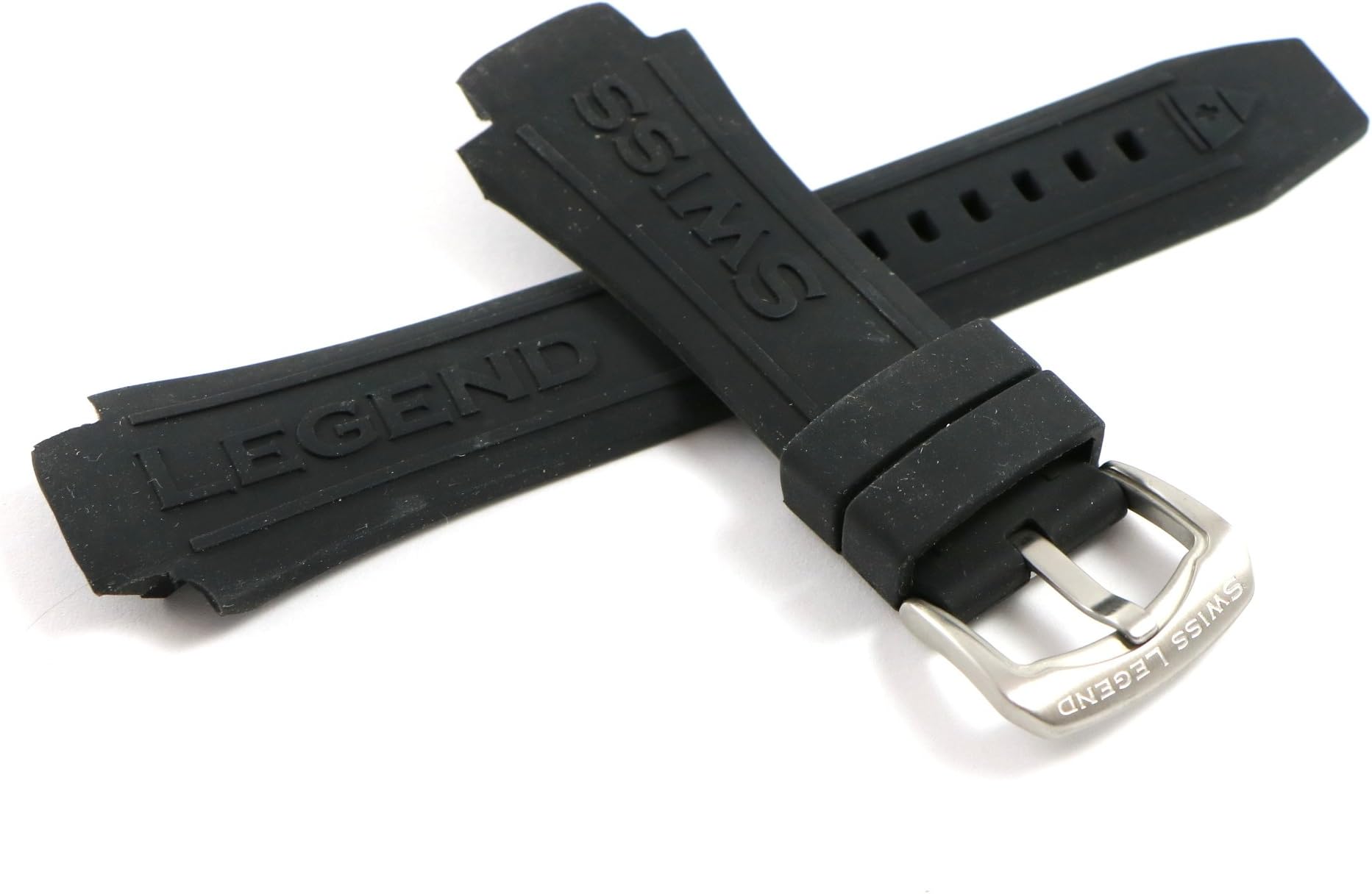 28MM Black Silicone Watch Strap & Silver Stainless Buckle fits 46mm Super Shield Watch