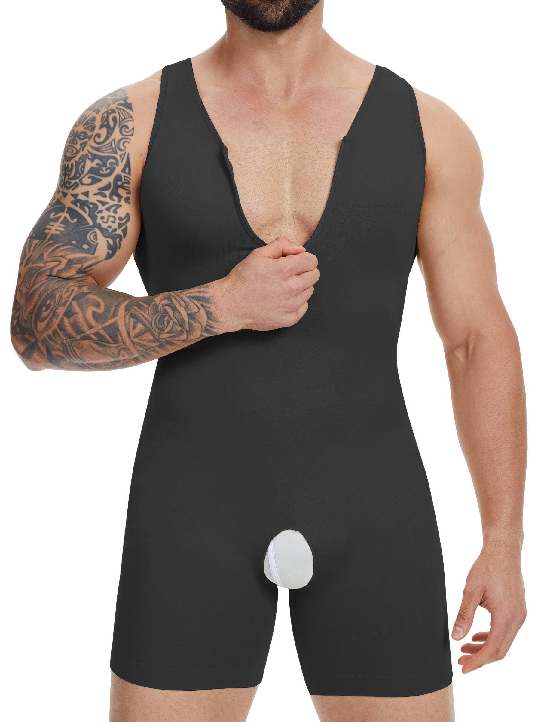 SLIMBELLE Body moldeador para hombre, camiseta sin mangas con control de abdomen, moldeadora de cuerpo completo, camiseta de compresión sin costuras, ligera