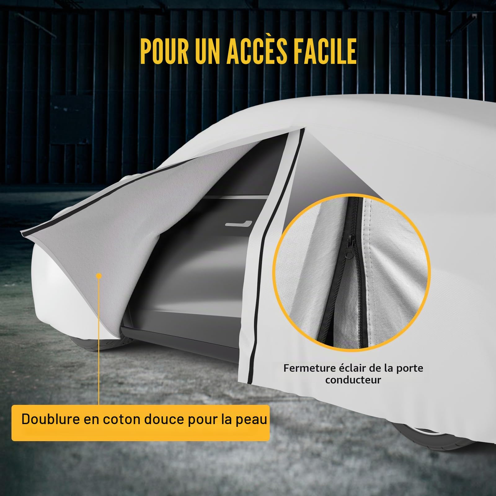 Favoto Housse de Voiture Extérieure Imperméable - Bâche en PEVA+Coton Anti UV Vent Poussière avec Fermeture Éclair Compatible avec Mazda CX-3 Ford Puma pour SUV Jusqu'à 445cm