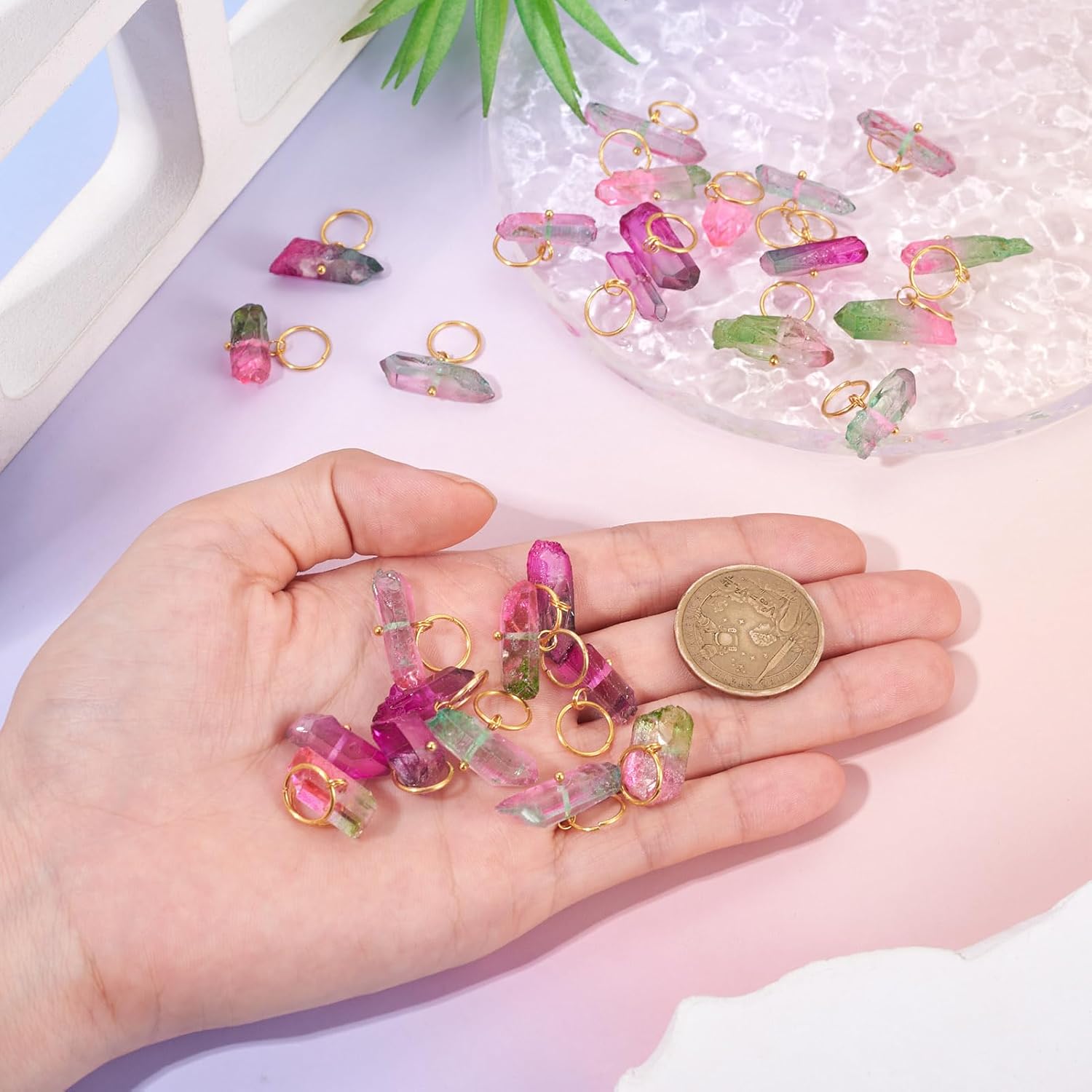 Beadthoven Gemstone Pendants Crystal Stone Charms Irregular Colorful Quartz Natural Healing Chakra Crystal Sticks Pendants for Jewelry Making DIY Necklace Earrings Keychain Accessory - Image 5