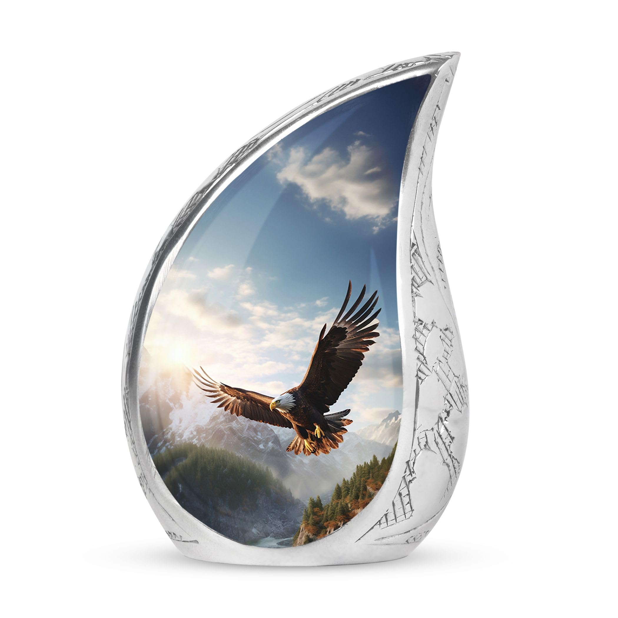 YASUBJAG Flying Eagle Purple Metal Urn, Large Decorative Urn, Cremation Urn for Ashes, Adult Male/Female, 10 Inch, Polished, Threaded Cover