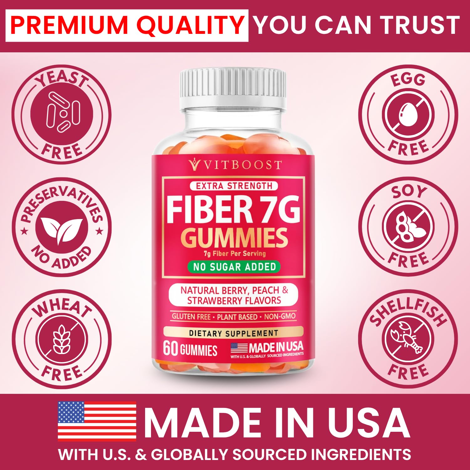 Fiber Gummies for Adults 7g - Digestive Health & Regularity - 60 Count — Amazon image 3