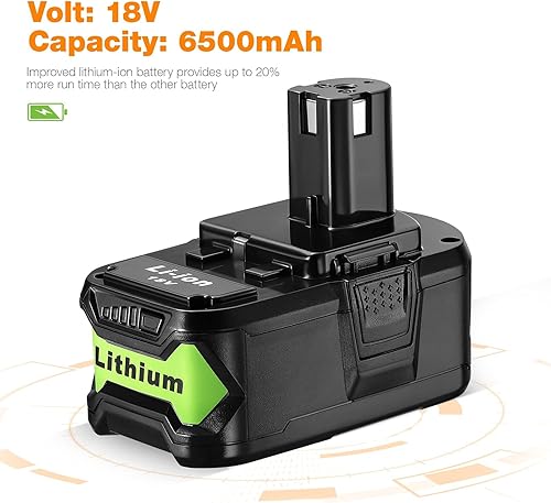 Miniatura 2 de KEEPTOP Batería de repuesto de 18 V 6.5 Ah compatible con batería de litio de 18 V P102 P103 P105 P107 P108 P109 ONE+ herramienta inalámbrica, 2