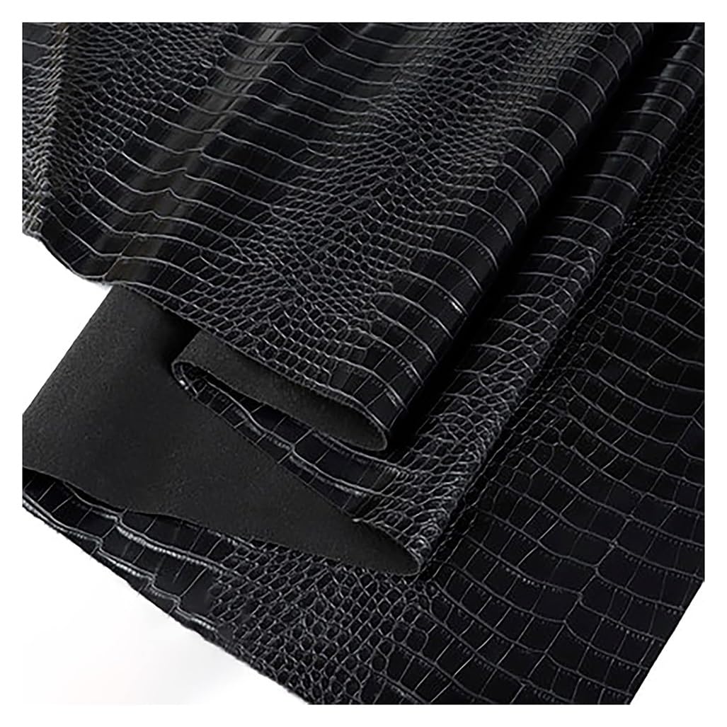 Tissu en similicuir noir motif crocodile 1mm épaisseur pour bricolage étuis et portefeuilles