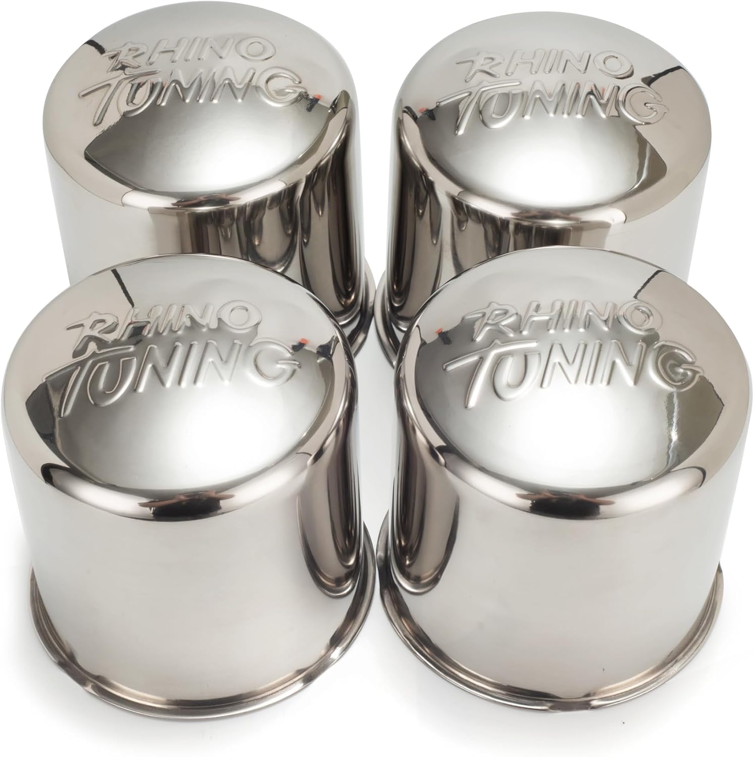 RTrhinotuning 4 PCS 4.25 in Stainless Steel Wheel Center Caps for 4.25 in / 108 mm Trailer Truck Rim Center Holes, Chrome Push Through Hub Caps 4.33 in Hight