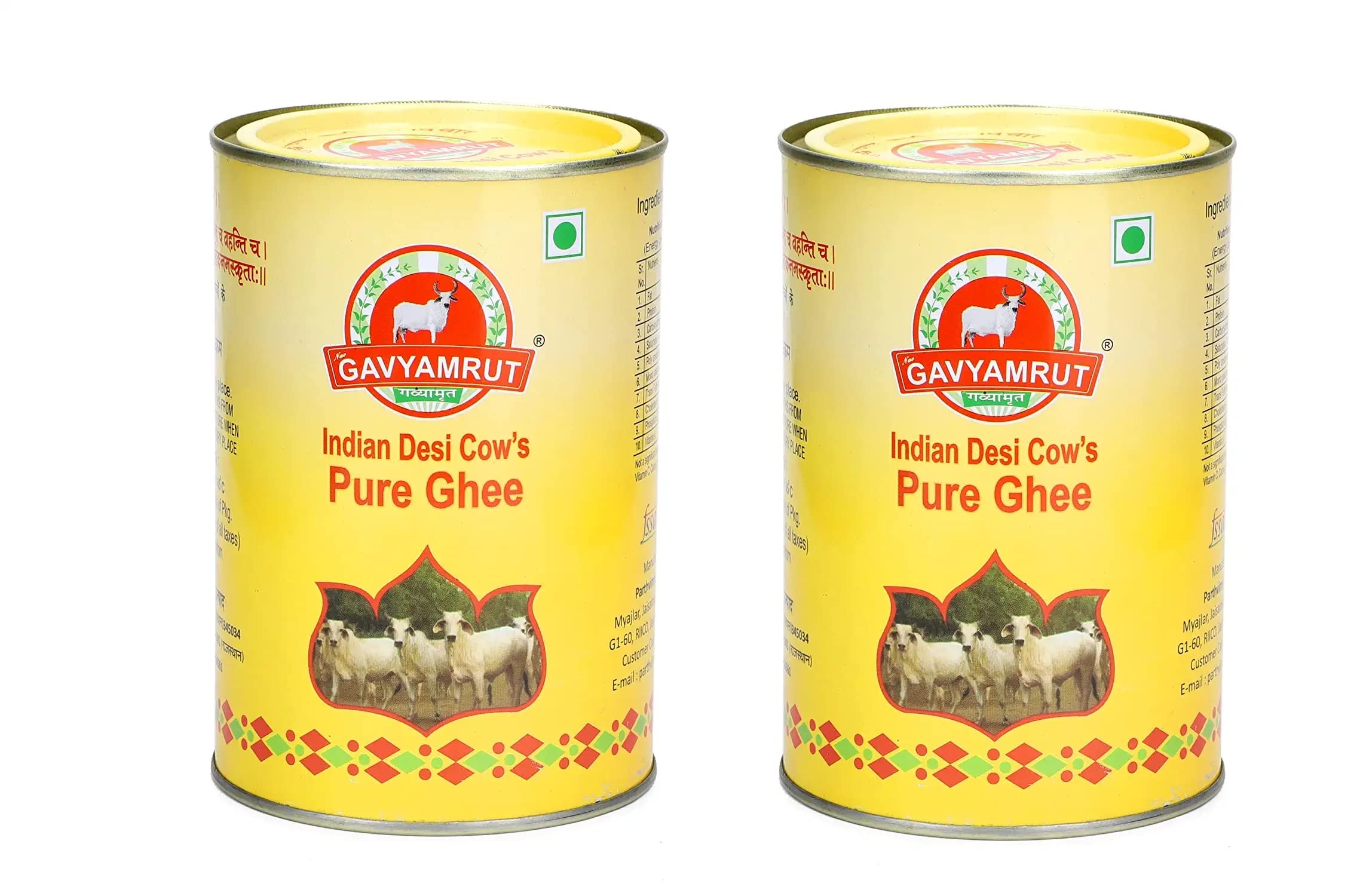 Gavyamrut Indian Desi Cow Pure Ghee |2 Litre Packed Jar | Cow Pure Ghee | Grass Fed Cows | Cow Desi Ghee | 2*1 Litre