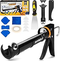DIYSELF Professional Caulk Gun Kit - Dripless Ergonomic Tool with Remover, Smoother & Scraper for Bathroom, Kitchen & DIY Sealing