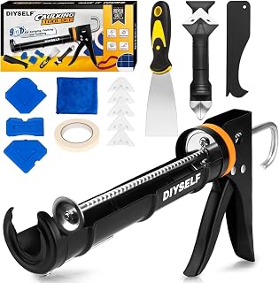 DIYSELF Professional Caulk Gun Kit - Dripless Ergonomic Tool with Remover, Smoother & Scraper for Bathroom, Kitchen & DIY Sealing