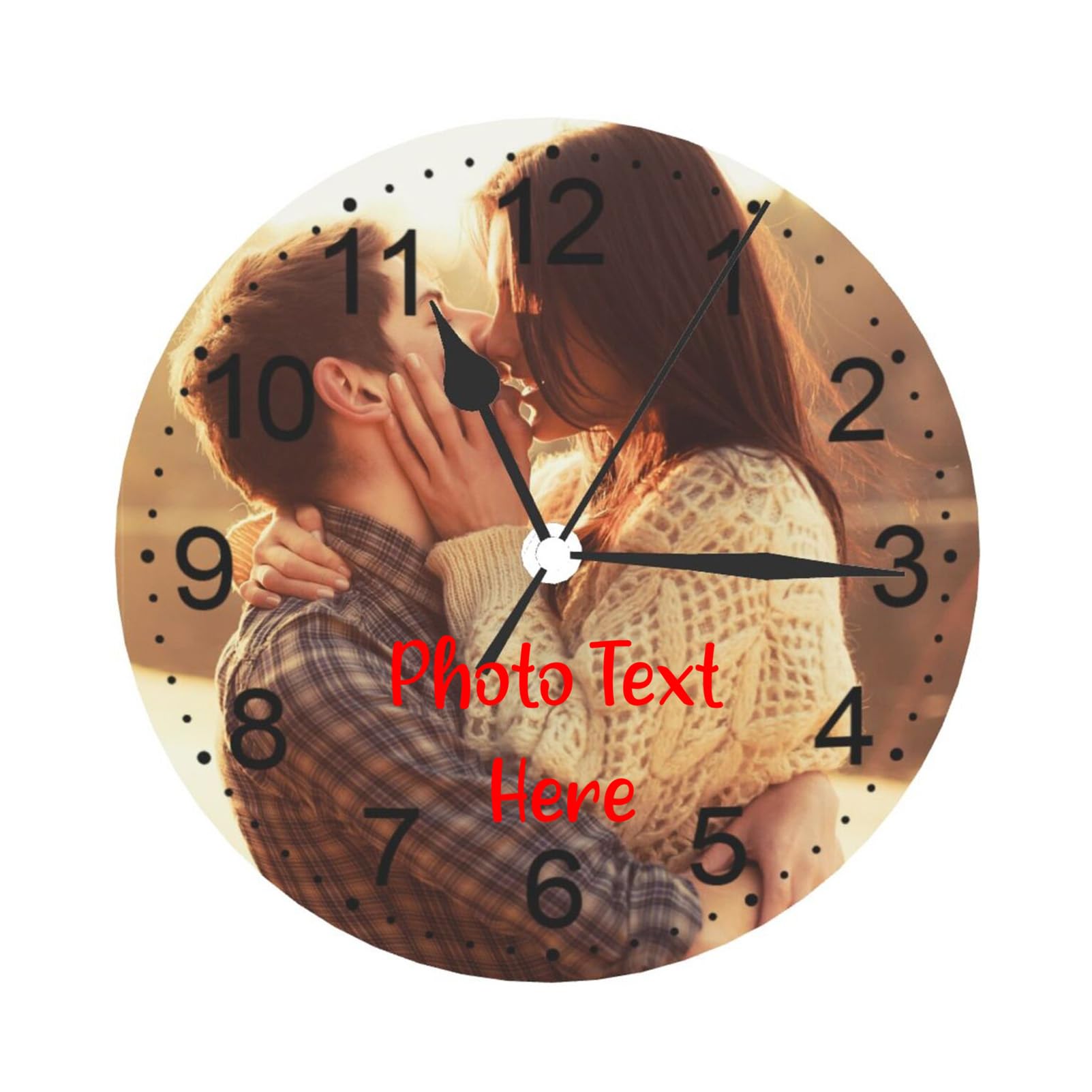 Custom Clock Customized Wall Clocks Personalized Your Photo Text Name Silent 10 Inch, PVC, Dial Plate Optional