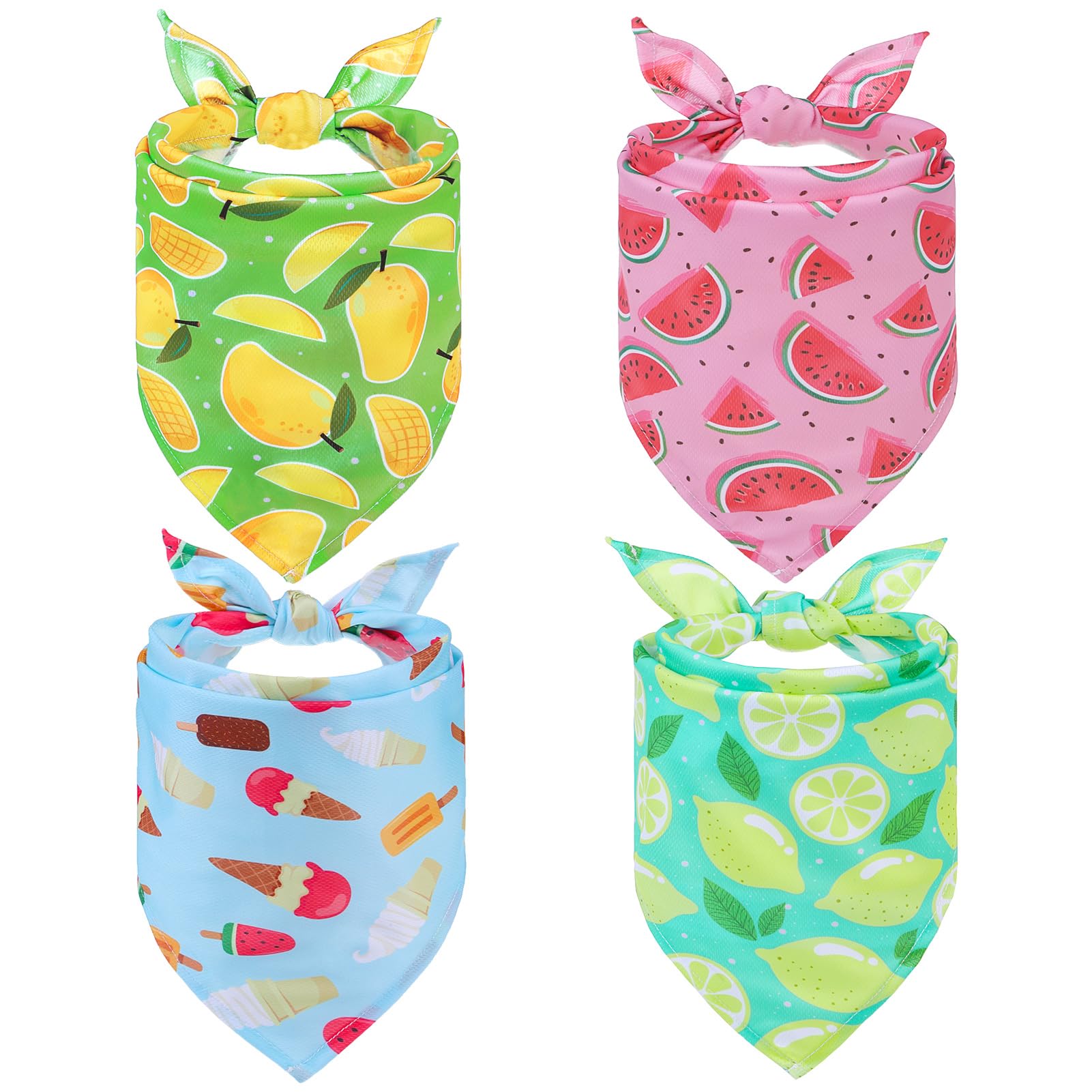 EXPAWLORER Dog Cooling Bandana - 4 Pack Hawaiian Dog Bandana Summer Cooling Collar, Chill Out Pet Scarf Bib Instant Cool Vest Outfit with Cute Fruits Pattern for Small Medium Large Dogs, X-Large