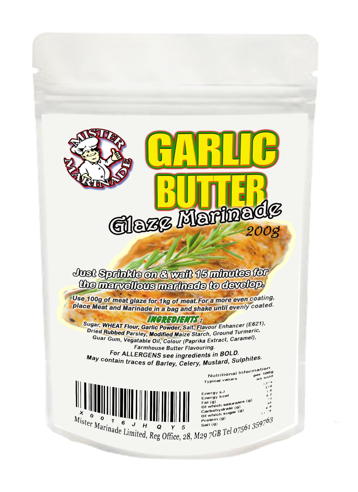 MISTER MARINADE Meat Glaze BBQ Rub Marinade 200g All Flavours (Garlic Butter)