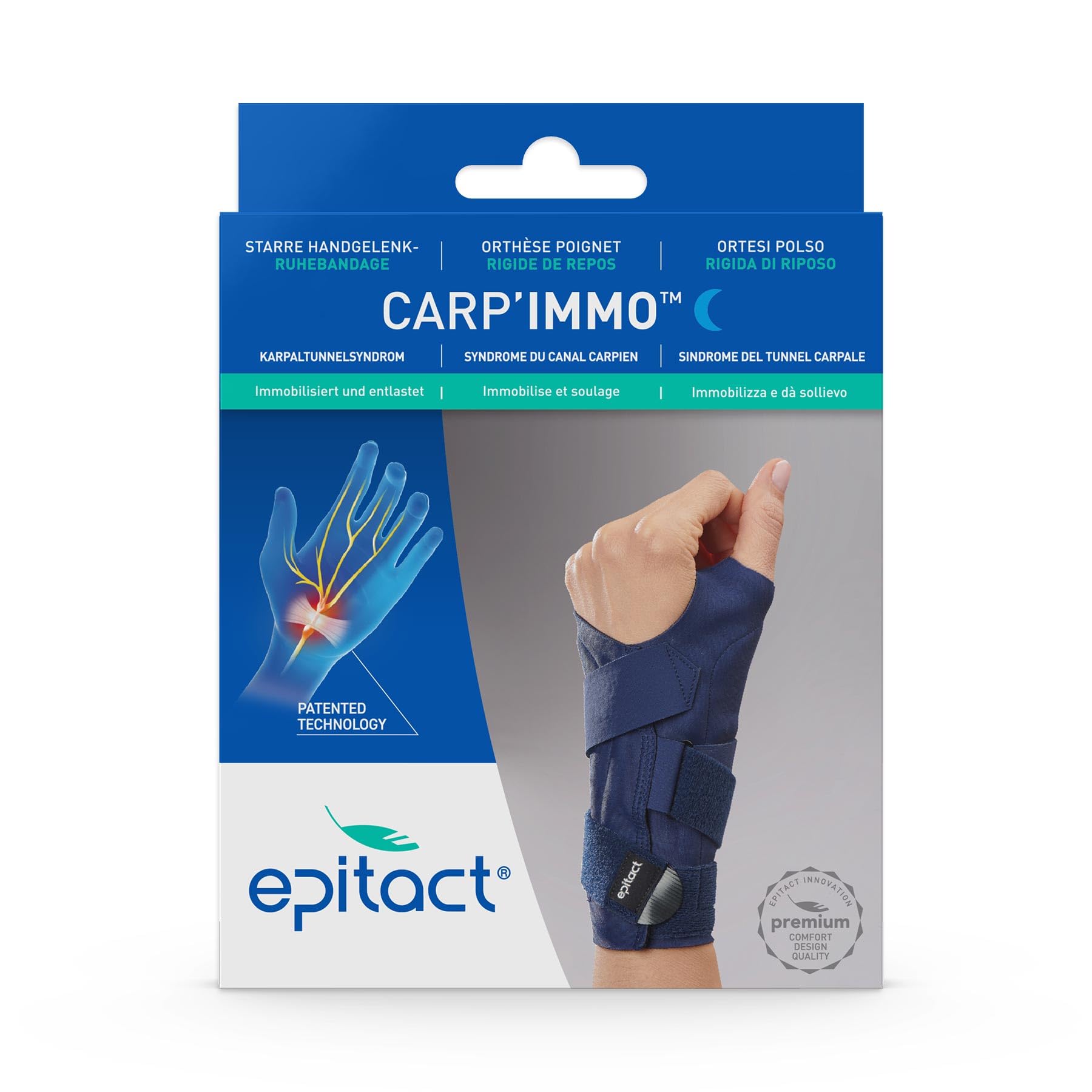 Epitact | Carp'Immo Handgelenkschiene | Karpaltunnelsyndrom | lindert Schmerzen und Kribbeln | immobilisiert das Handgelenk bei Nacht oder in der Ruhezeit | Optimaler Komfort (Links, S)