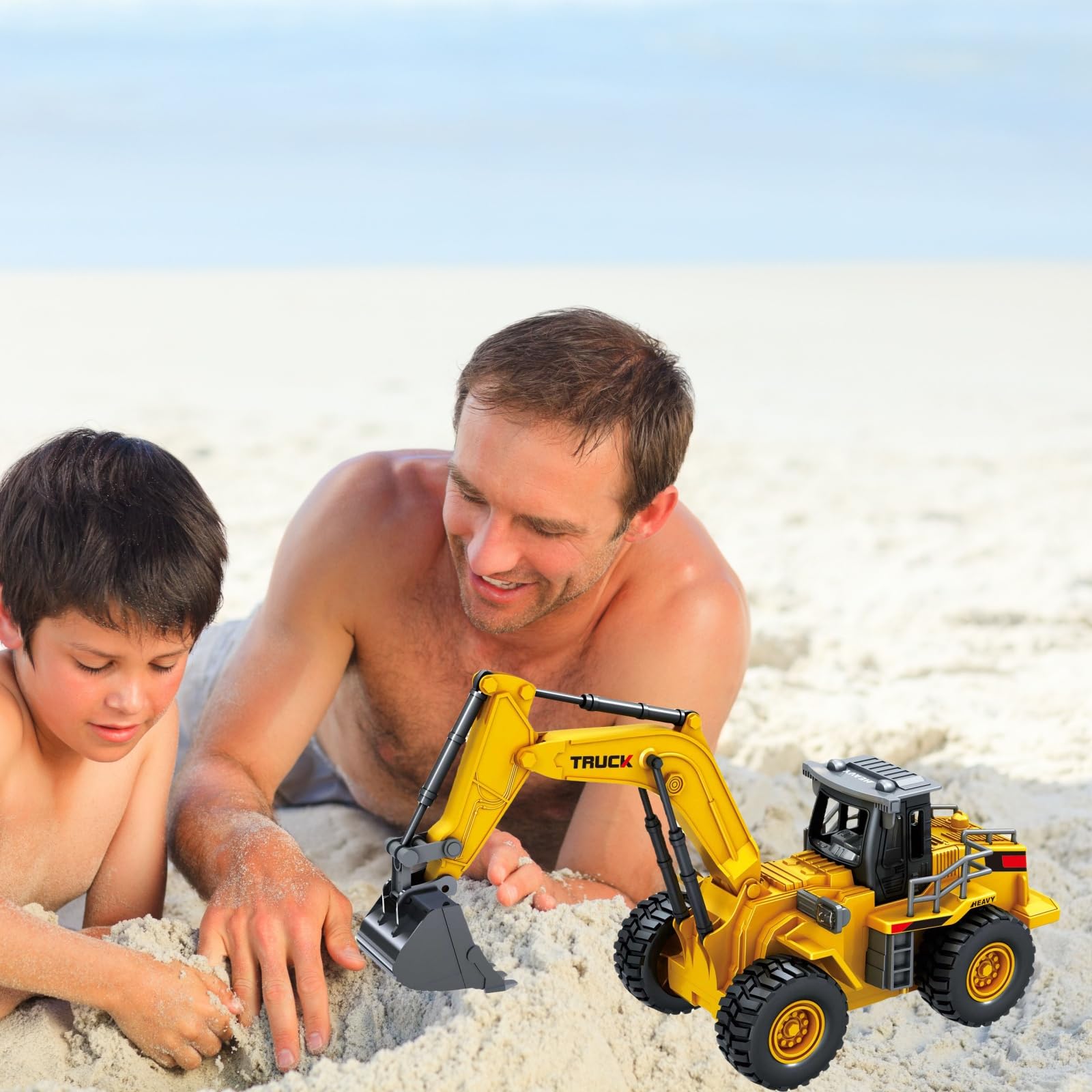 9 Canal 1:16 cuatro ruedas excavadora teledirigida juguete,con luces y sonido, pala de metal, 2.4G mando a distancia inalámbrico,Tractor Digger Juguetes para niños,para regalos para niños