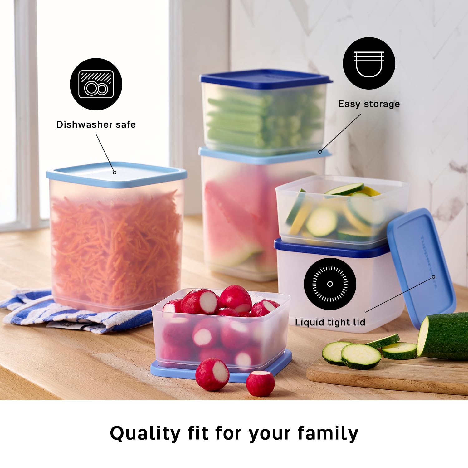 Amazon｜Tupperware Stacking Square Storage Set - Dishwasher Safe