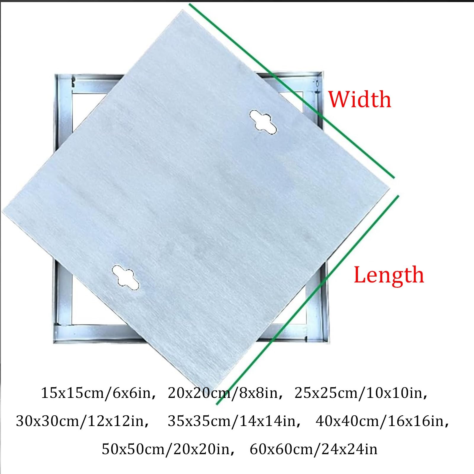 Couvercle de trou d'égout robuste en acier inoxydable 40,6 x 40,6 cm avec base – Couverture d'inspection extérieure durable pour cour et trottoir Solution de drainage de l'eau de pluie