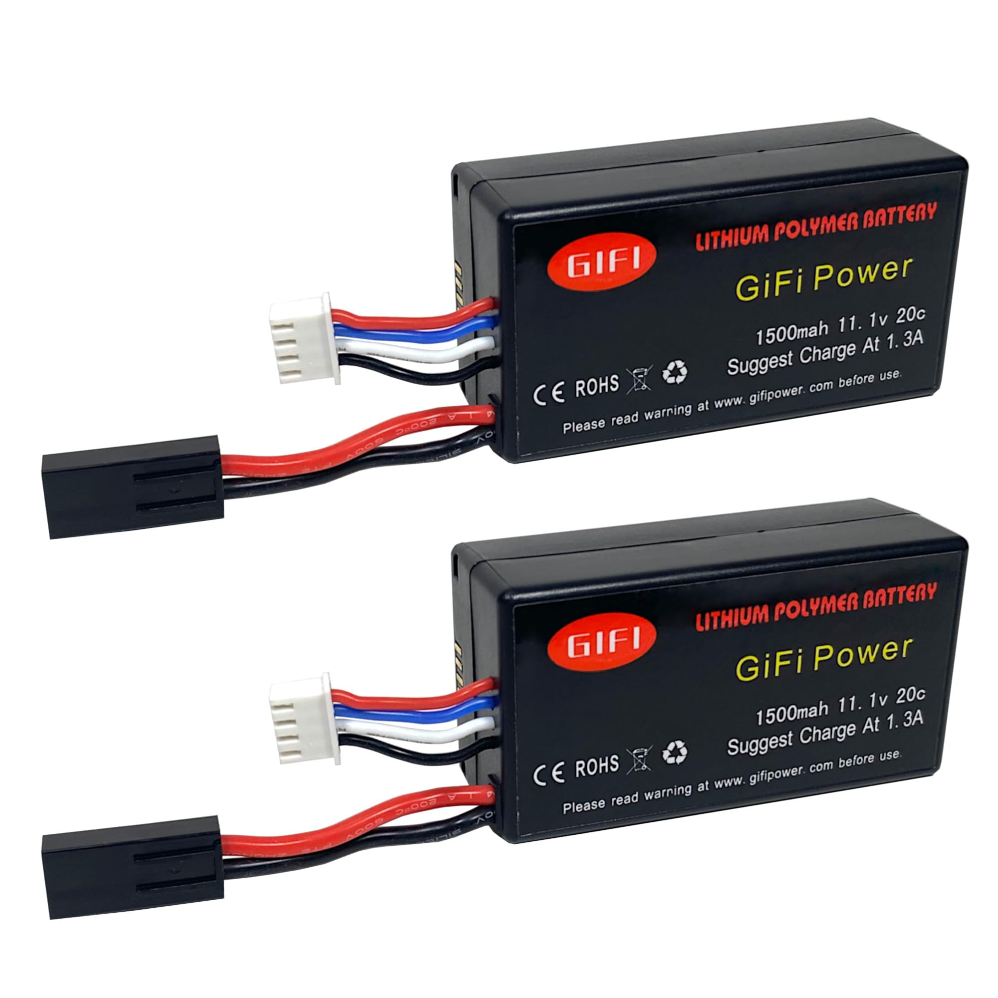 LiPo Battery For PARROT AR.DRONE 2.0 & 1.0 Quadricopter Lithium-Polymer 1500mAh 11.1V 20C (2 Batteries)